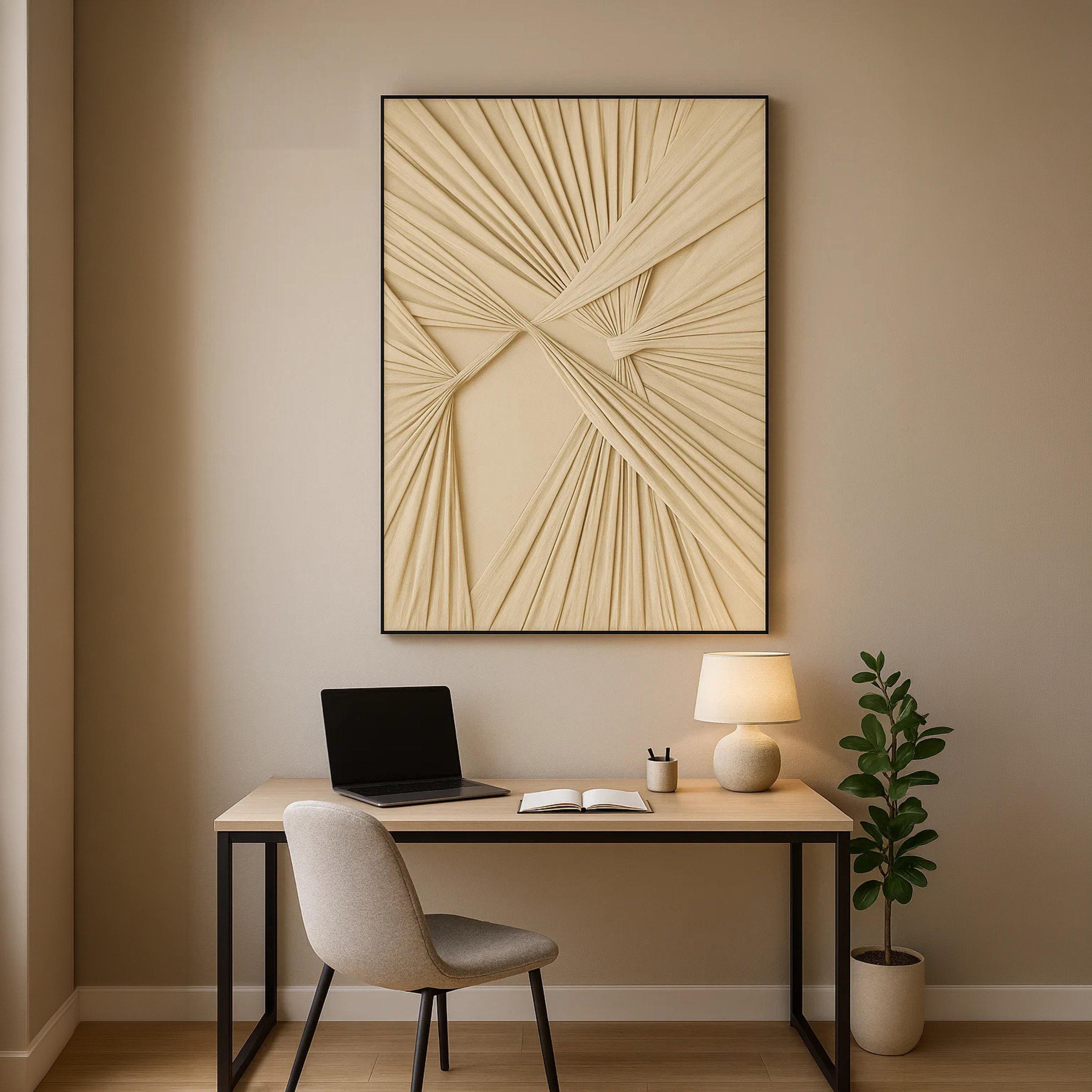 لوحة جدارية مؤطرة بطبعة تجريدية من قماش الكانفاس بلون البيج من ماريا هومز-household-walldecorandmirrors-wallart-image-2