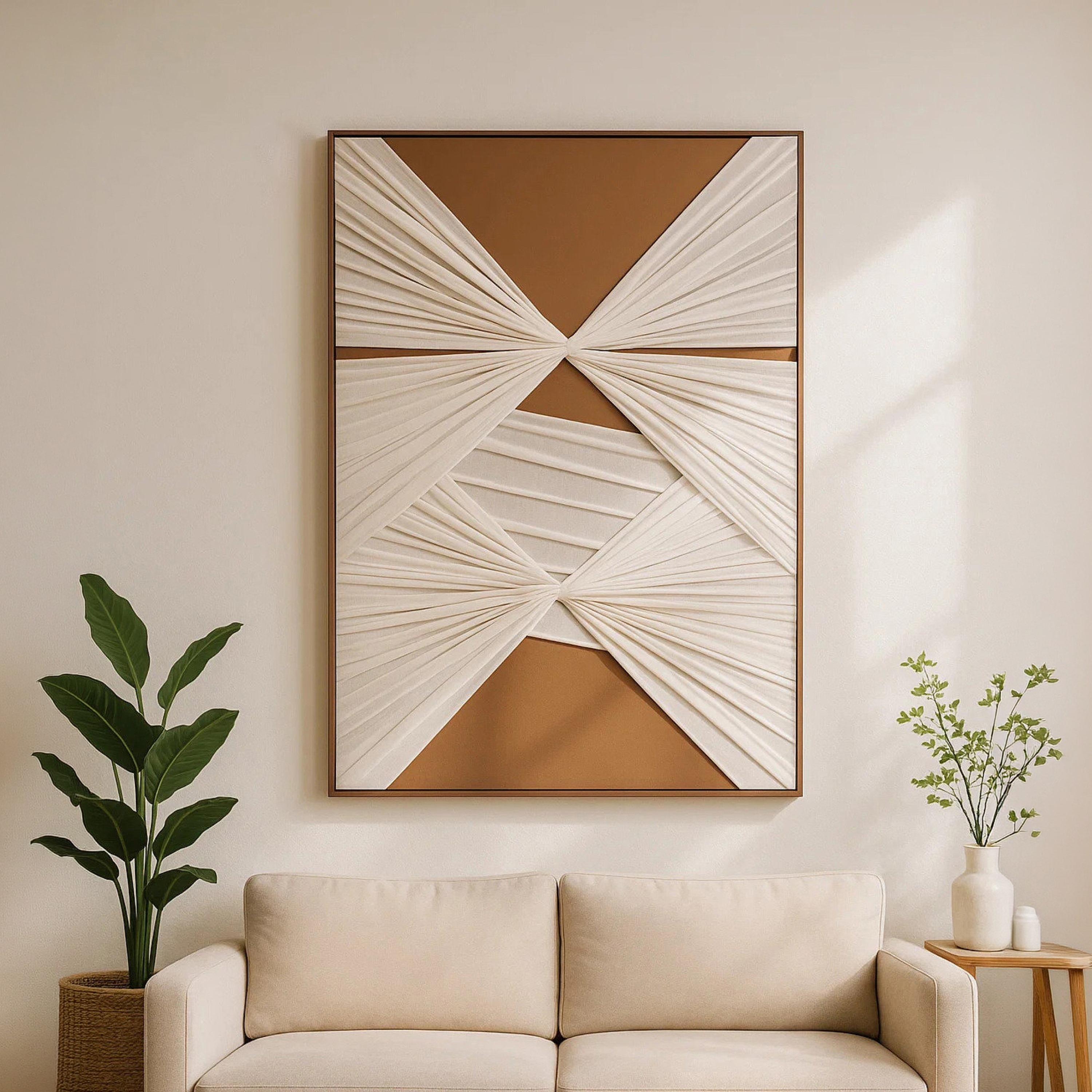 لوحة جدارية مؤطرة بطبعة تجريدية من قماش الكانفاس بلون البيج من ماريا هومز-household-walldecorandmirrors-wallart-image-1