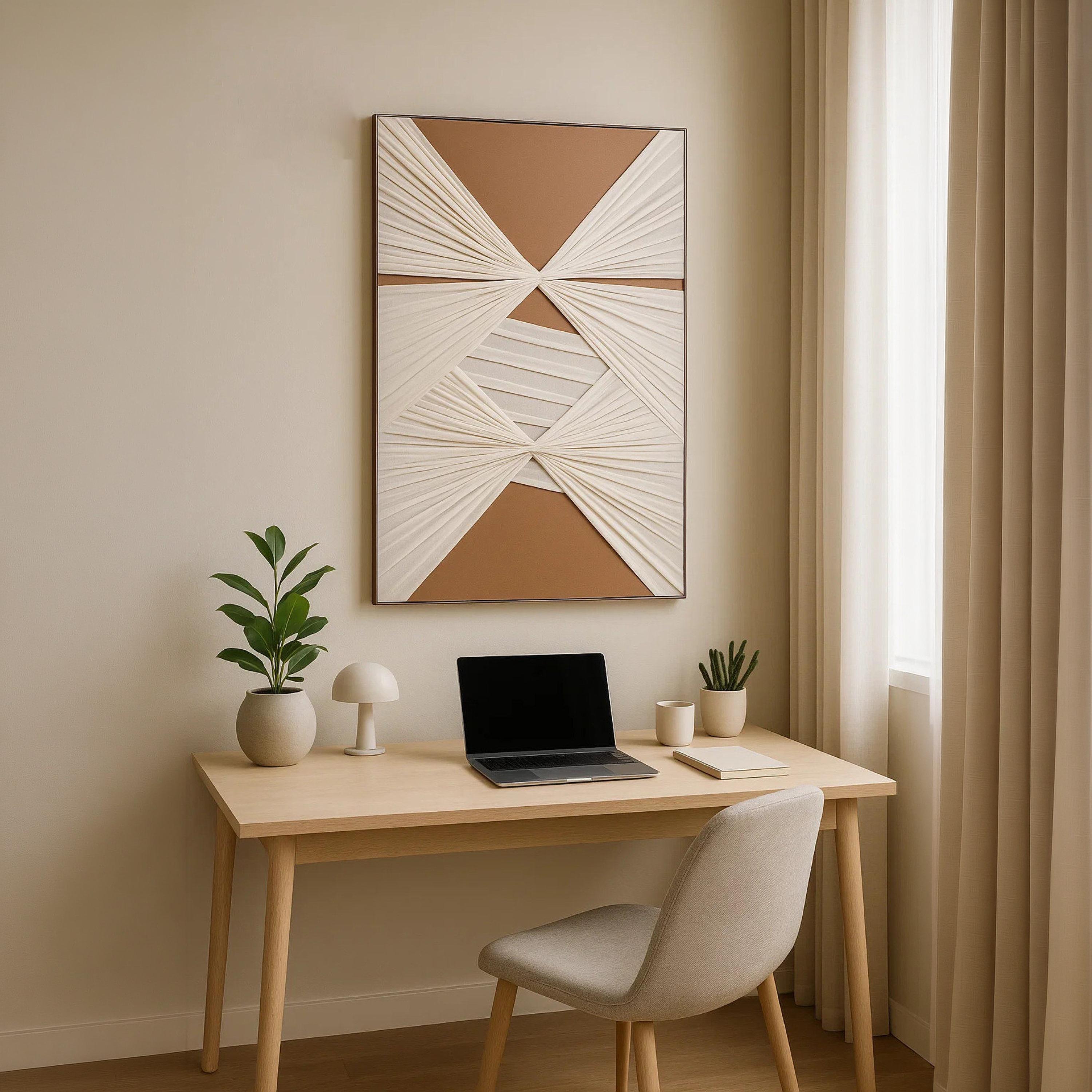 لوحة جدارية مؤطرة بطبعة تجريدية من قماش الكانفاس بلون البيج من ماريا هومز-household-walldecorandmirrors-wallart-image-3