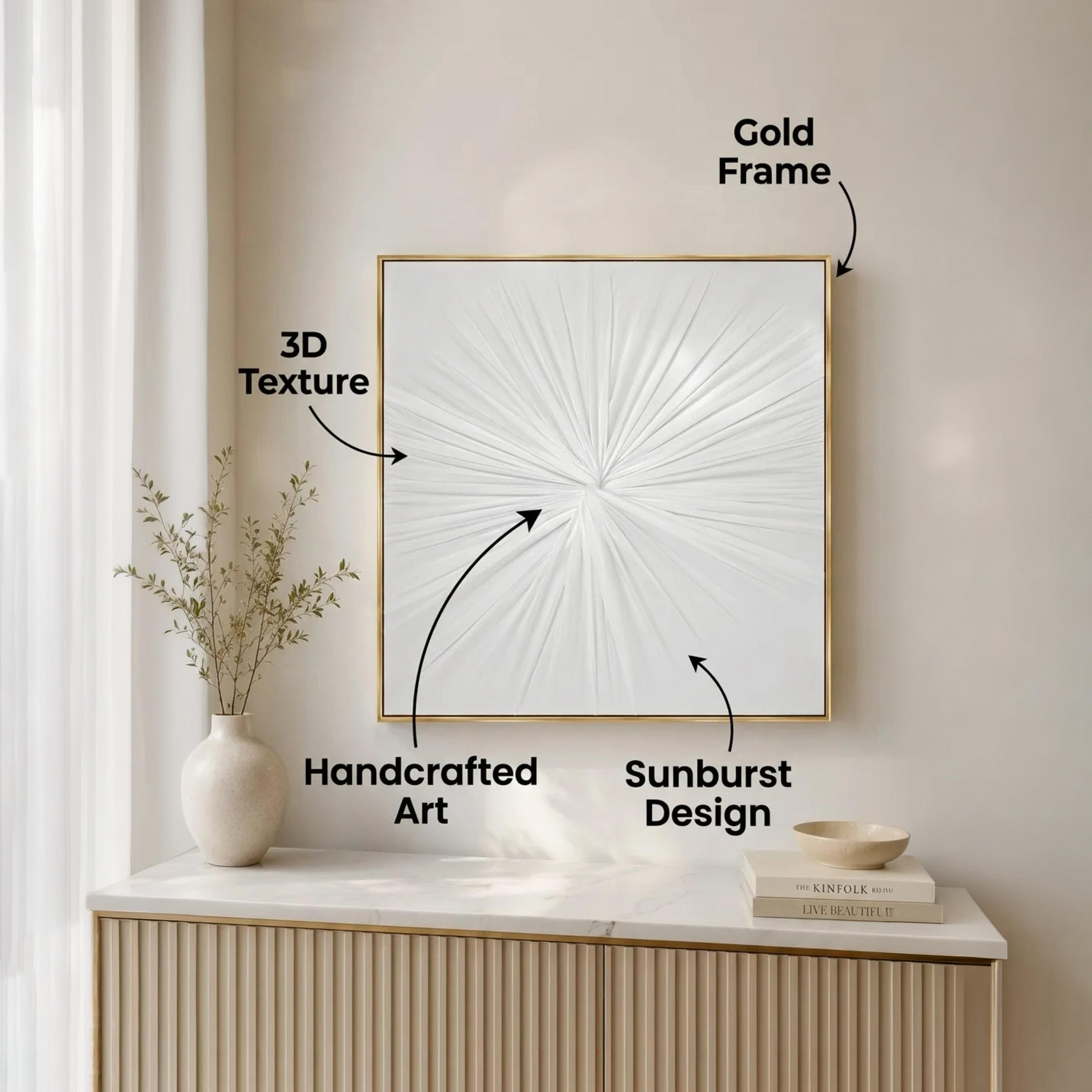 لوحة جدارية مؤطرة بتصميم أشعة الشمس من قماش الكانفا الأبيض من ماريا هومز-household-walldecorandmirrors-wallart-image-3