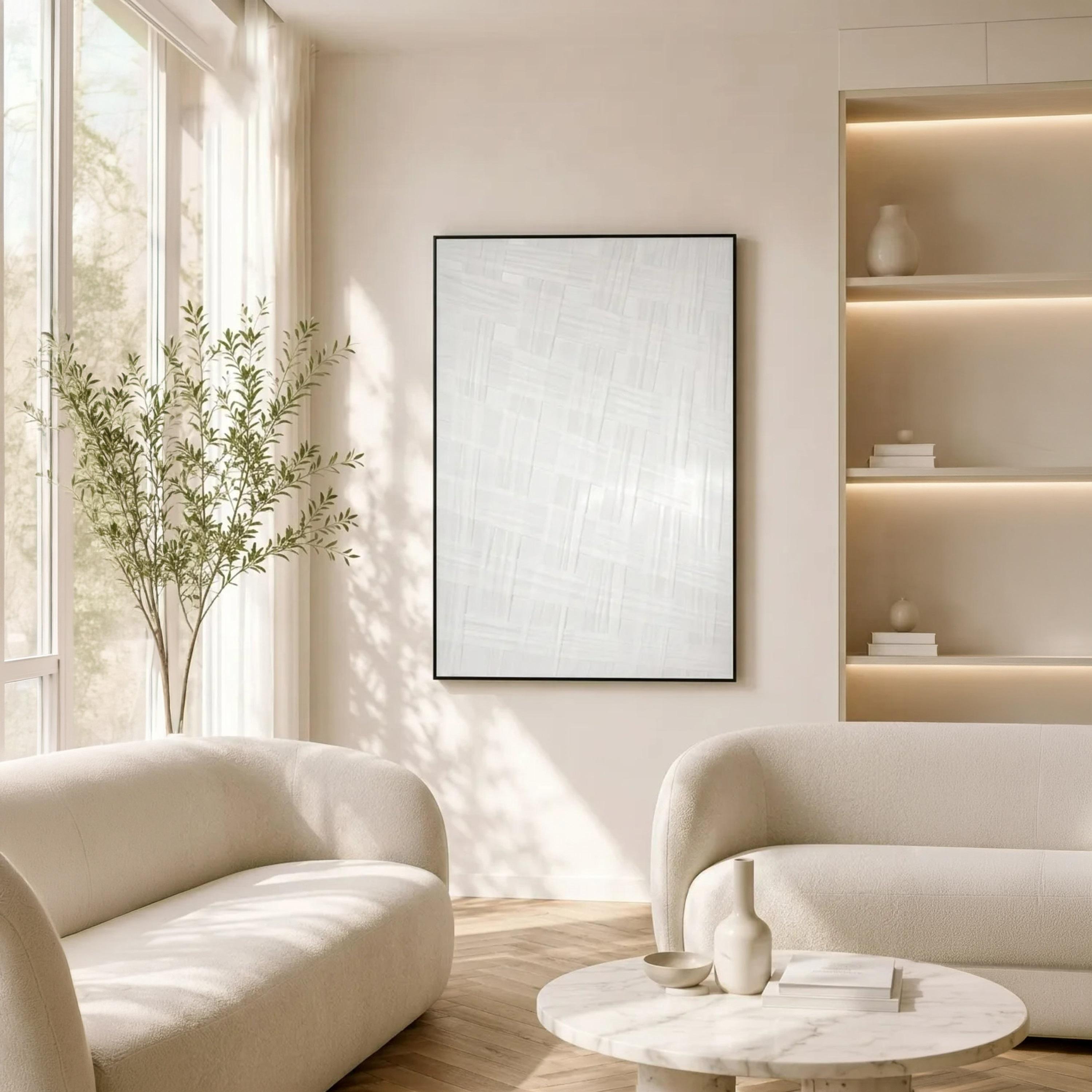 Maria Homes Grey Canvas Woven Pattern Framed Wall Art-household-walldecorandmirrors-wallart-image-2