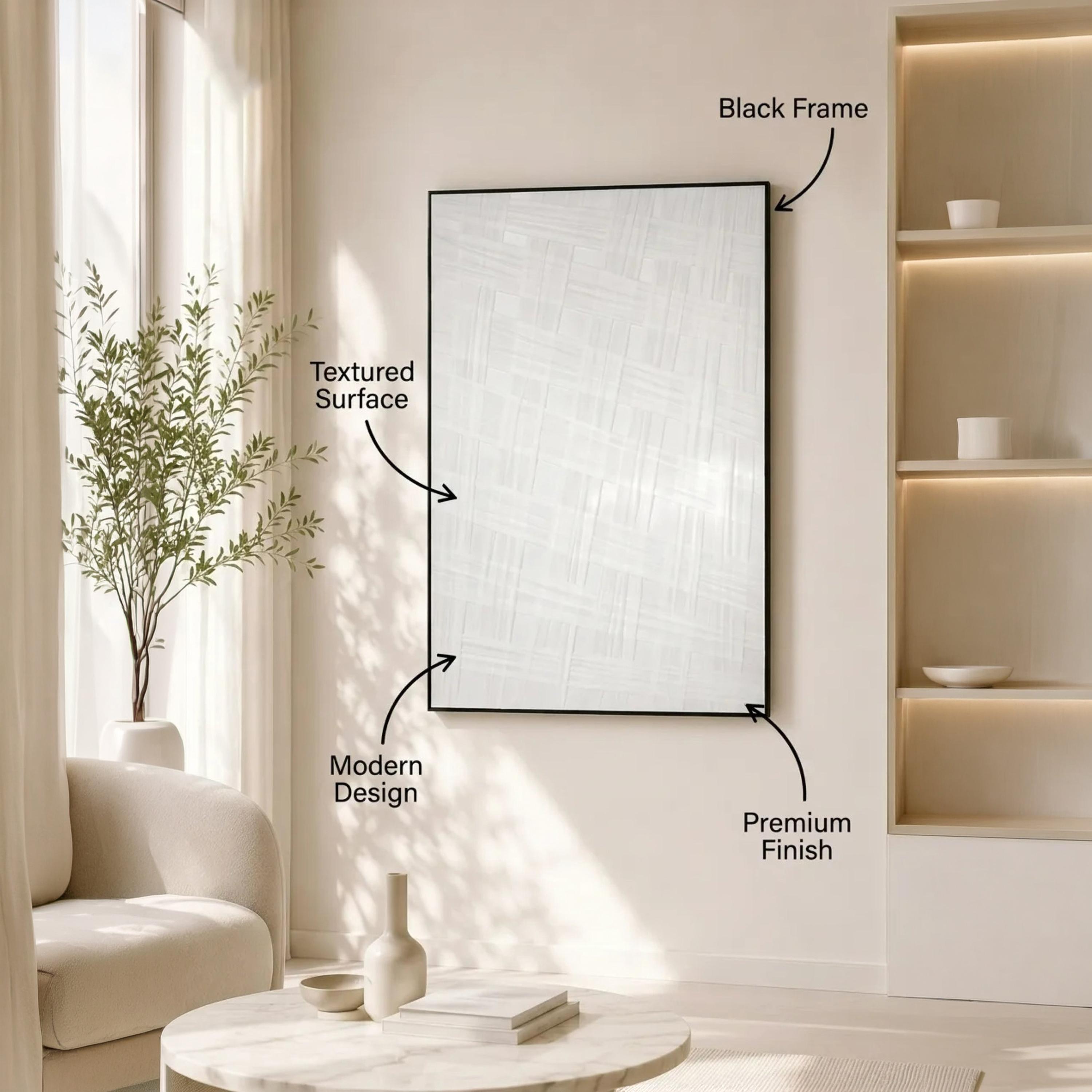 Maria Homes Grey Canvas Woven Pattern Framed Wall Art-household-walldecorandmirrors-wallart-image-3