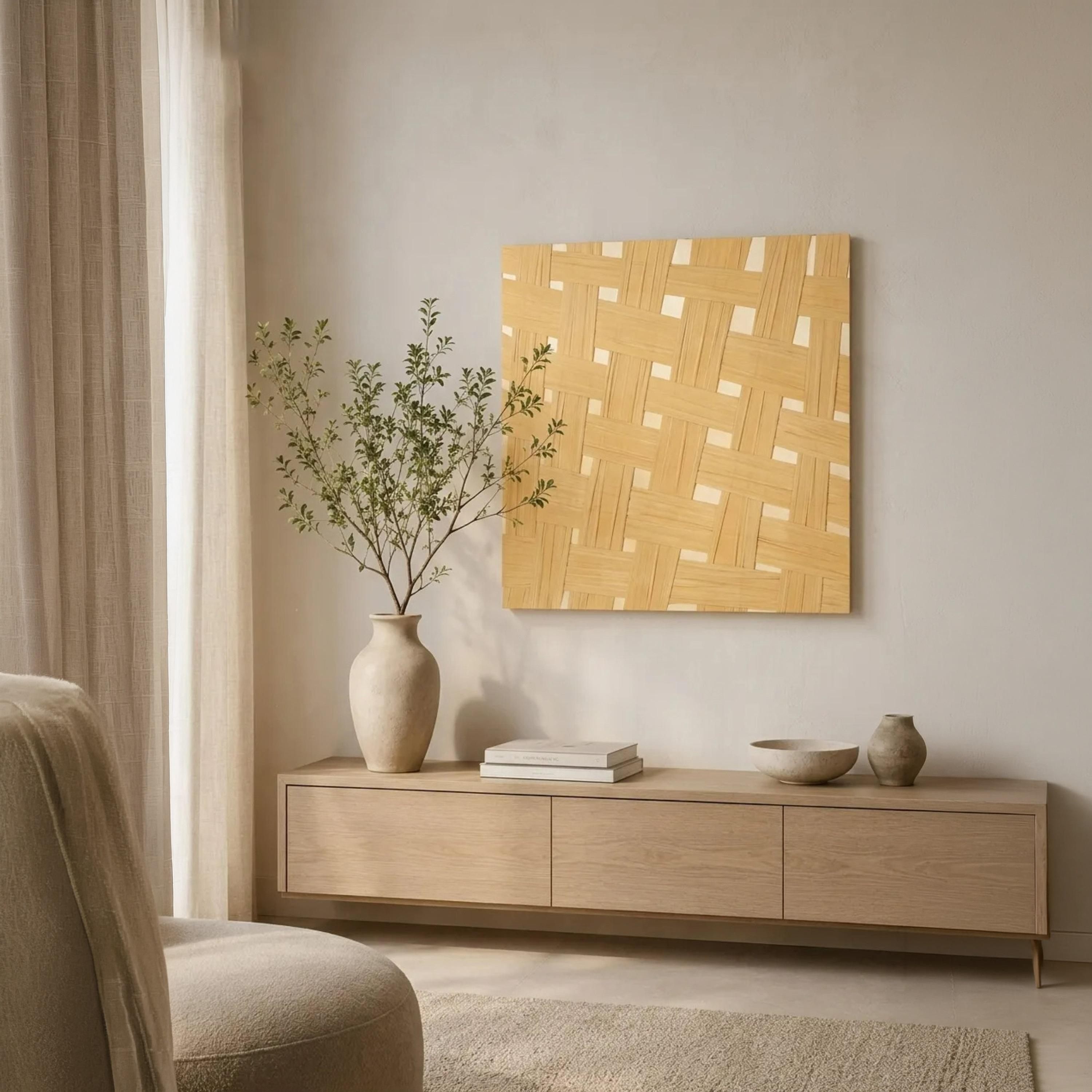 Maria Homes Beige Basket Weave Wall Art-household-walldecorandmirrors-wallart-image-2