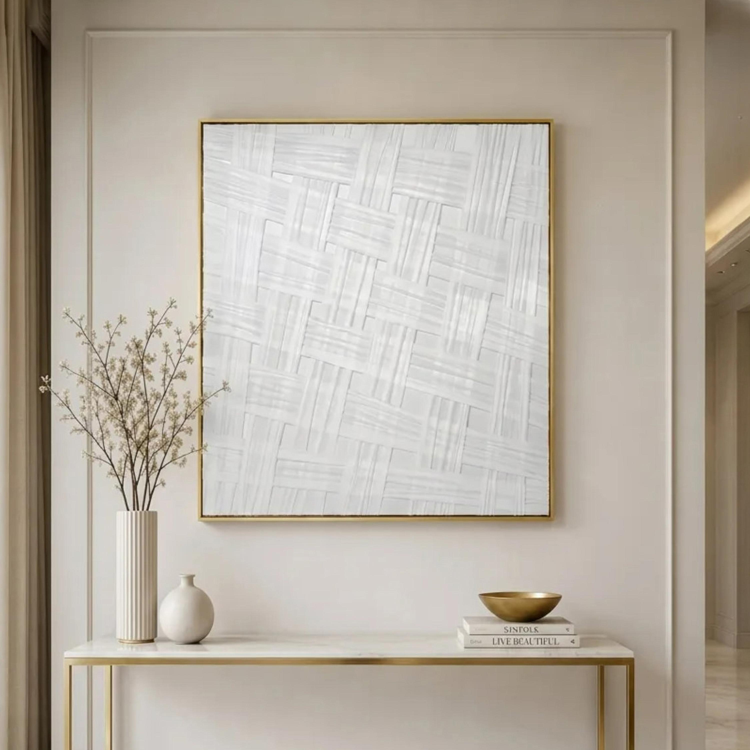 لوحة جدارية مؤطرة بنقشة منسوجة رمادية من ماريا هومز-household-walldecorandmirrors-wallart-image-1