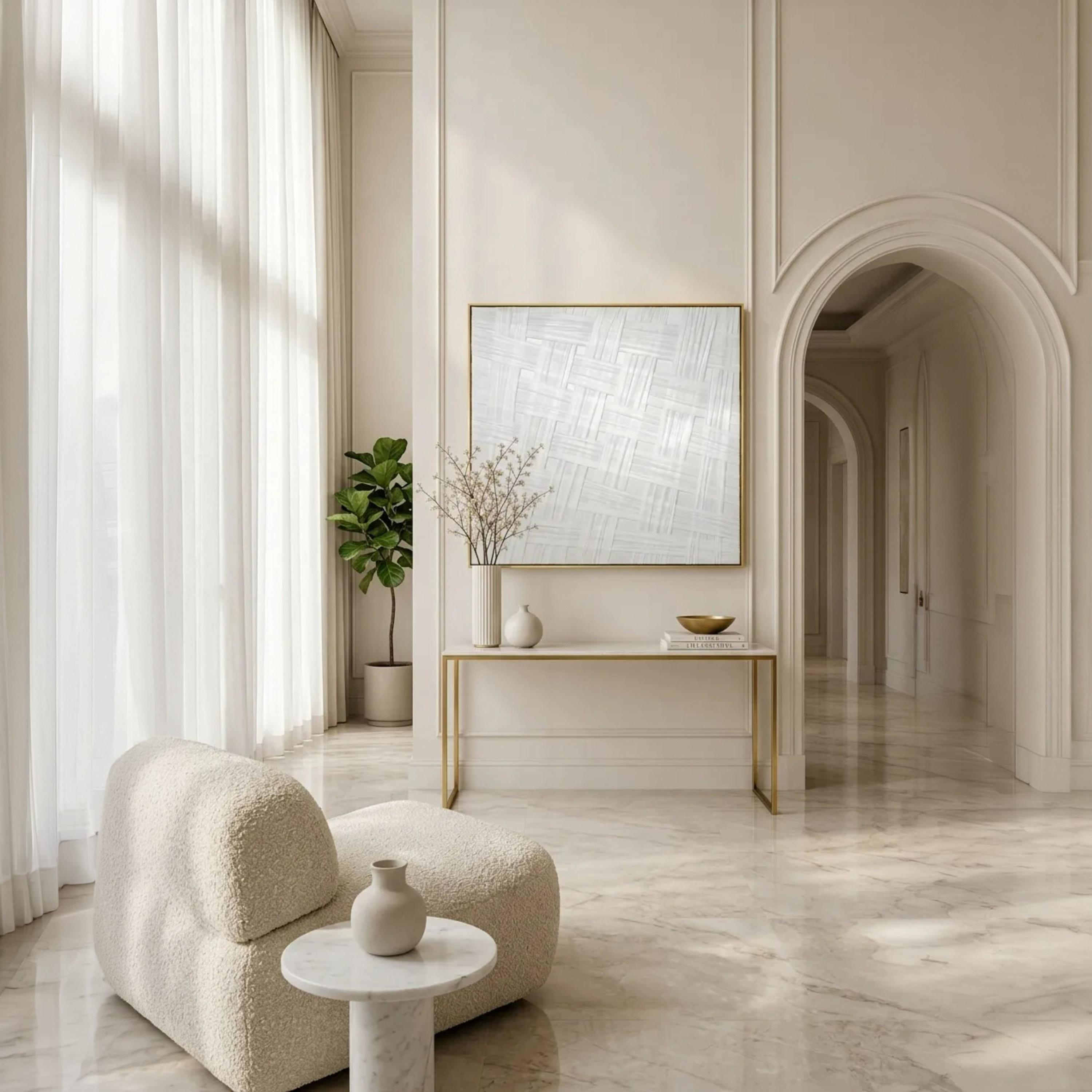 لوحة جدارية مؤطرة بنقشة منسوجة رمادية من ماريا هومز-household-walldecorandmirrors-wallart-image-2