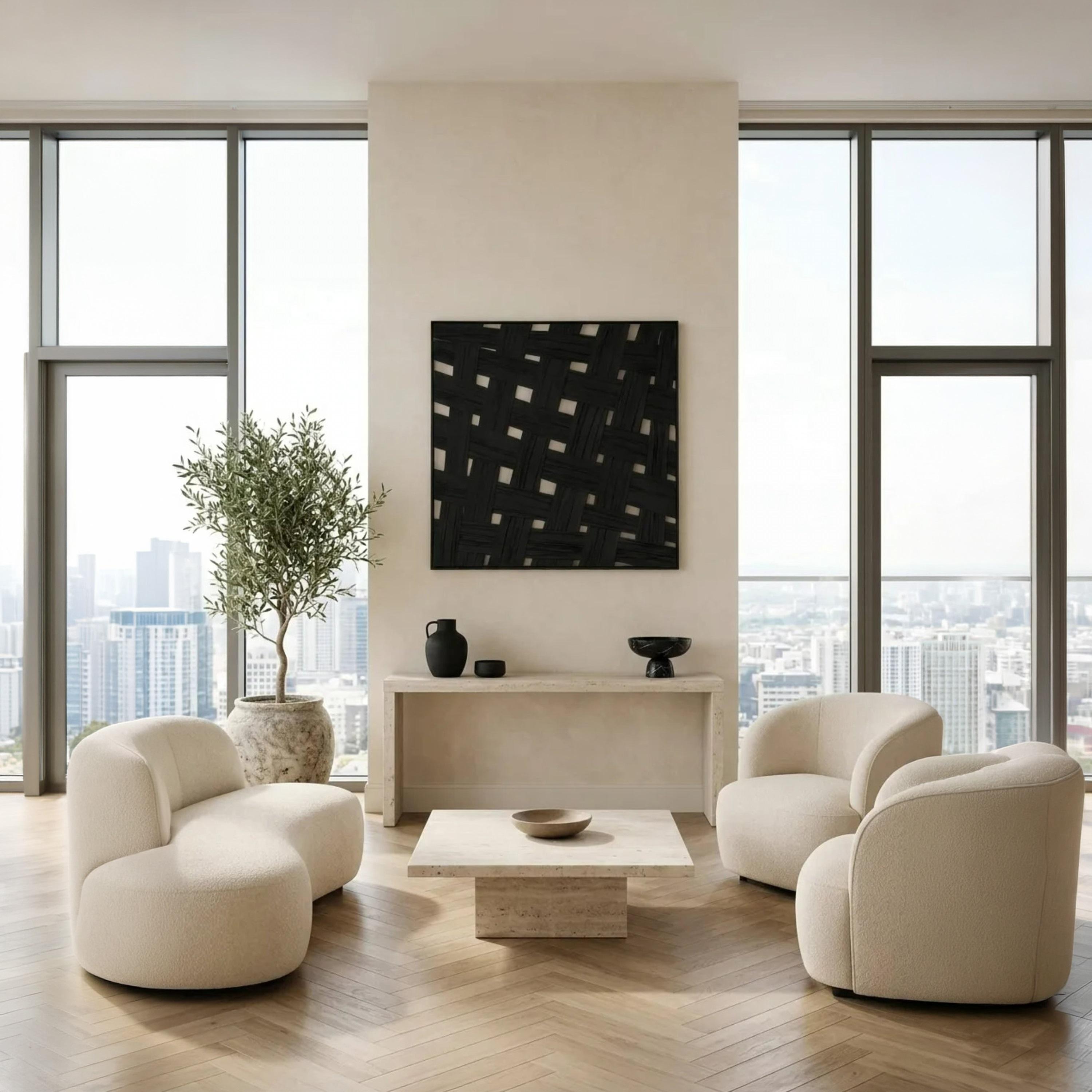 لوحة جدارية بإطار بنقشة منسوجة سوداء من ماريا هومز-household-walldecorandmirrors-wallart-image-2