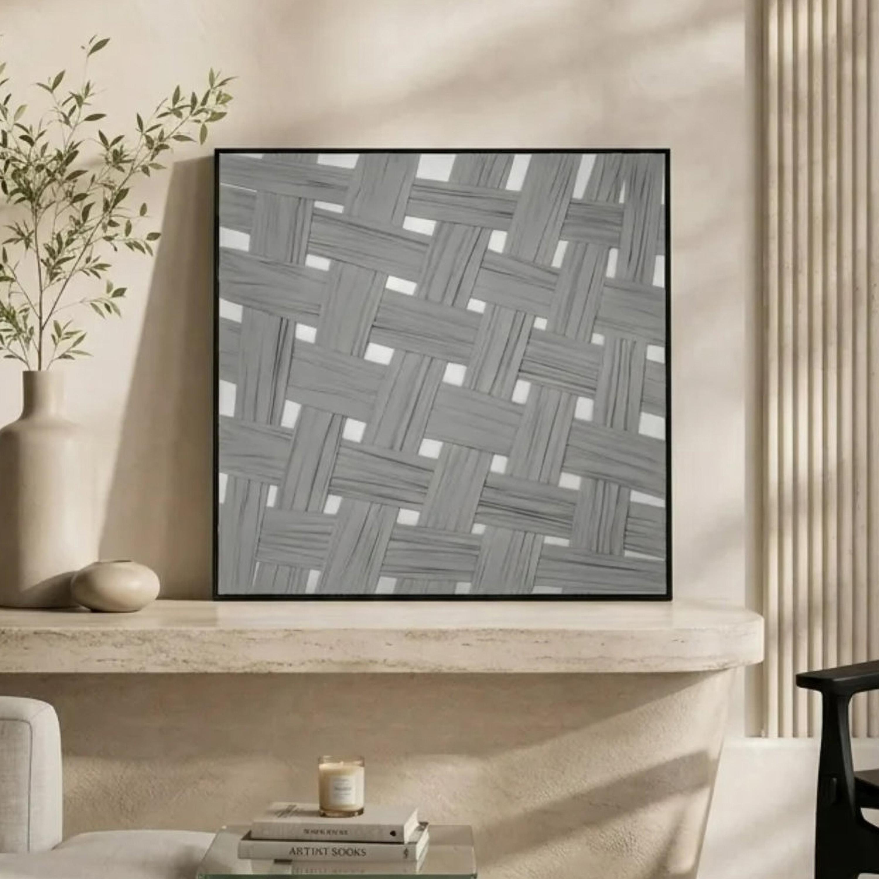 لوحة جدارية رمادية بنقشة السلال المنسوجة من ماريا هومز-household-walldecorandmirrors-wallart-image-1