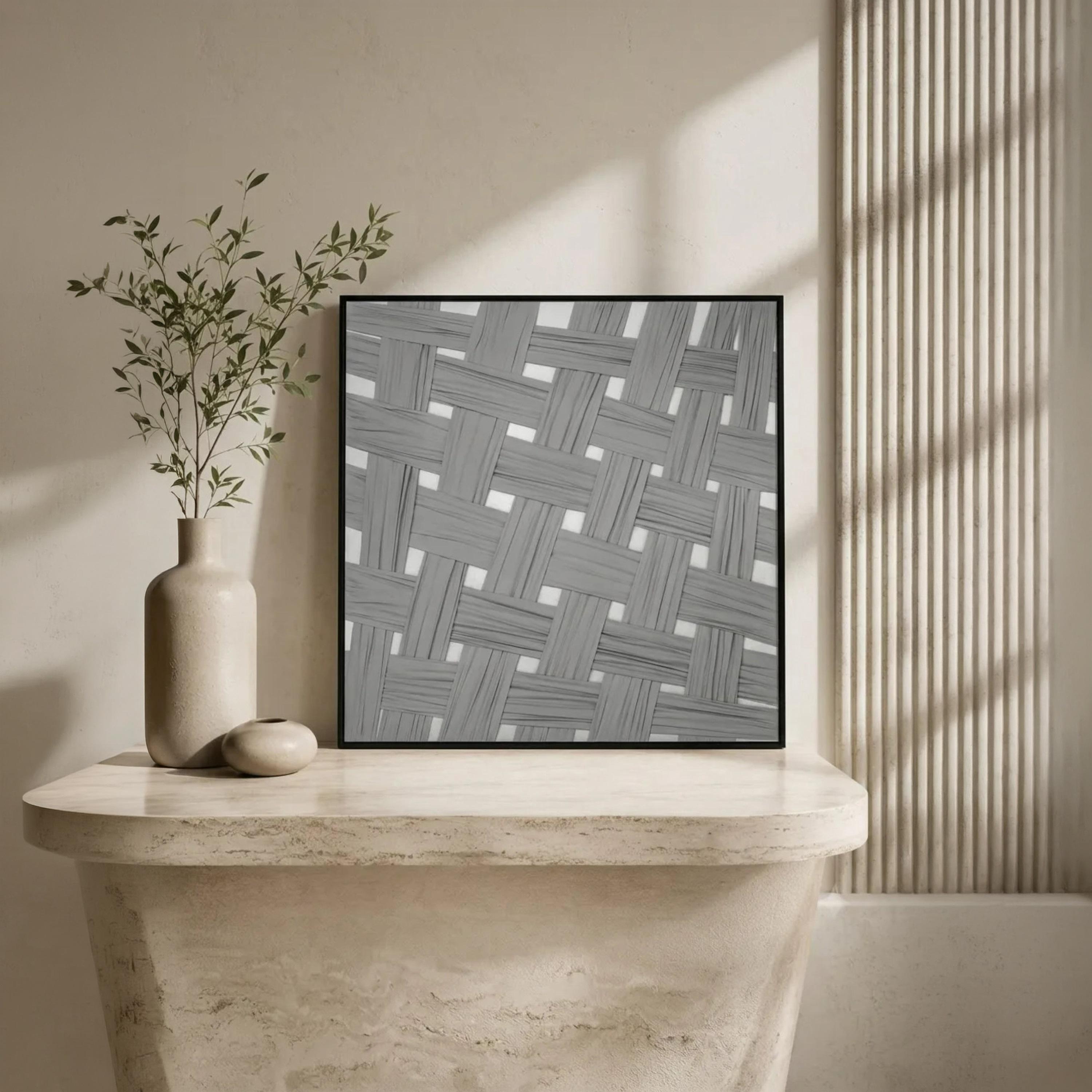 لوحة جدارية رمادية بنقشة السلال المنسوجة من ماريا هومز-household-walldecorandmirrors-wallart-image-2