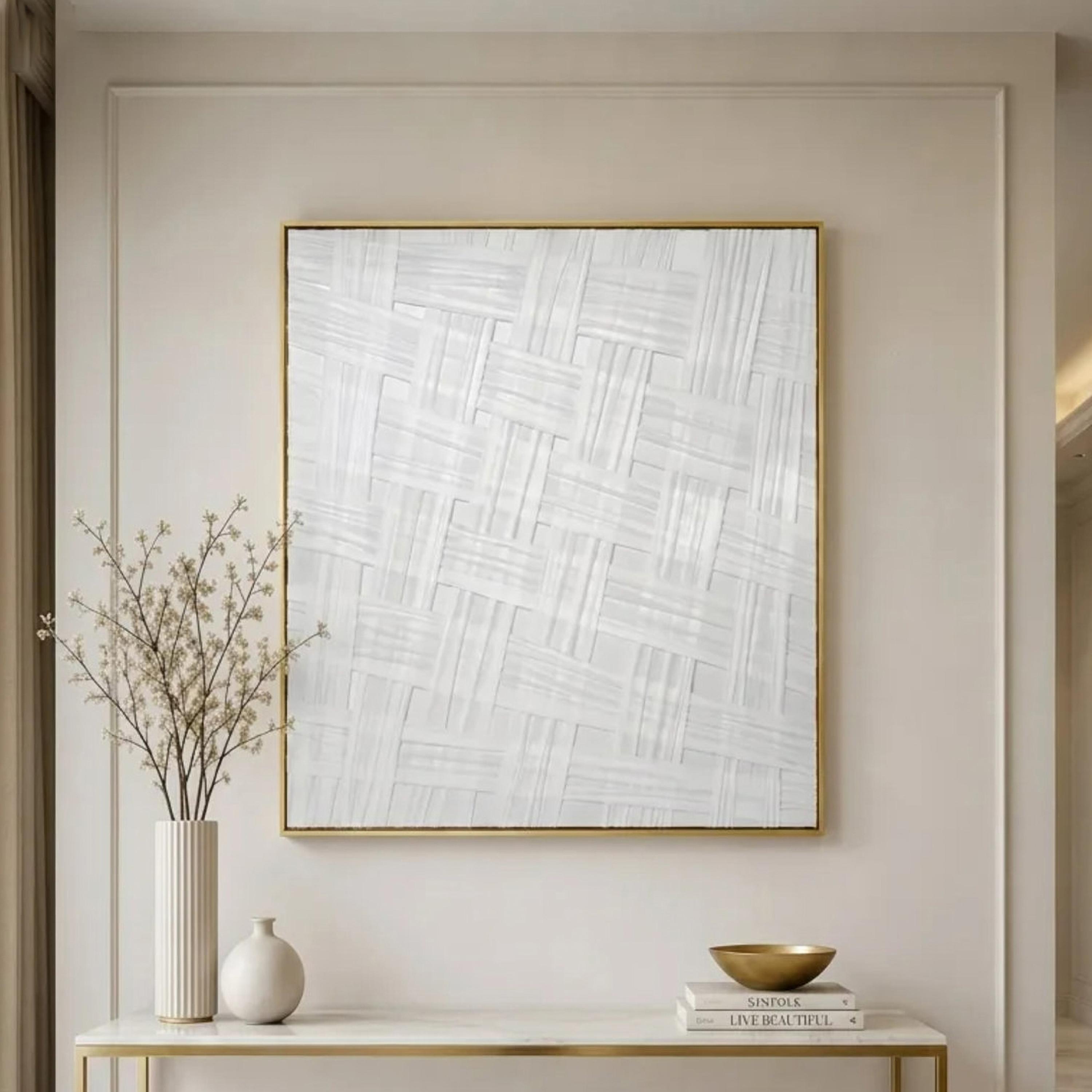 Maria Homes Grey Woven Pattern Framed Wall Art-household-walldecorandmirrors-wallart-image-1