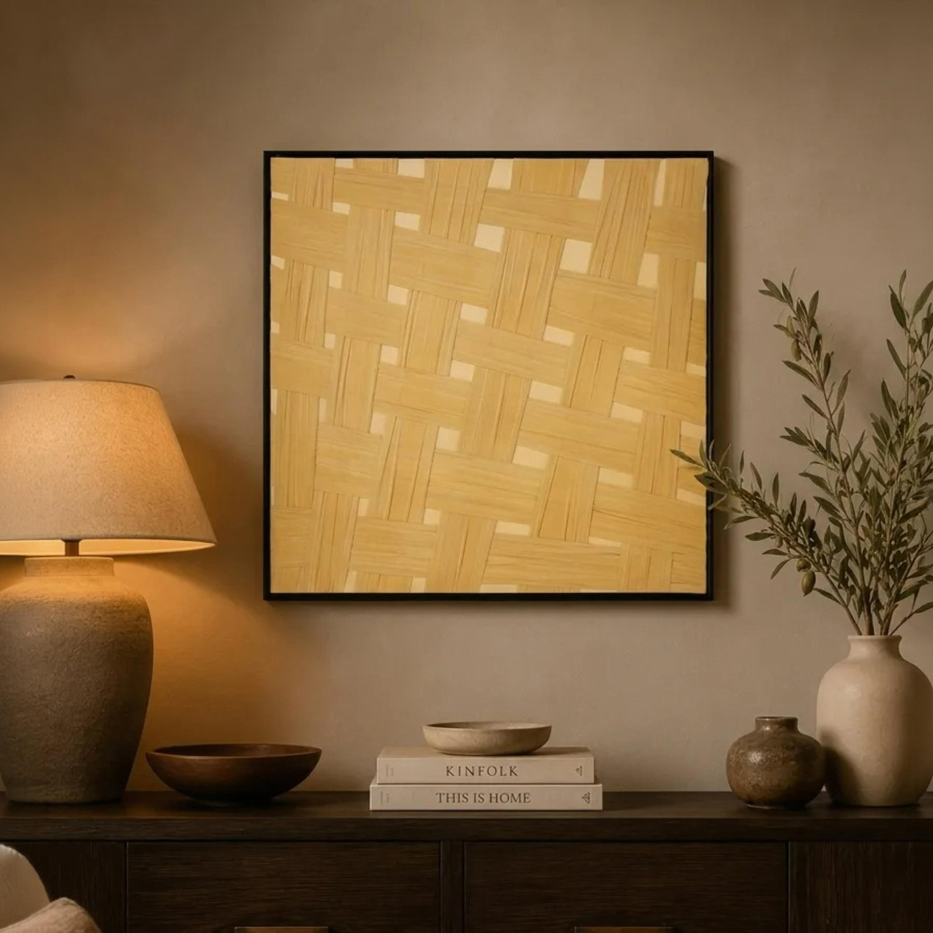 لوحة حائط مؤطرة بنقشة منسوجة باللون البني من ماريا هومز-household-walldecorandmirrors-wallart-image-1