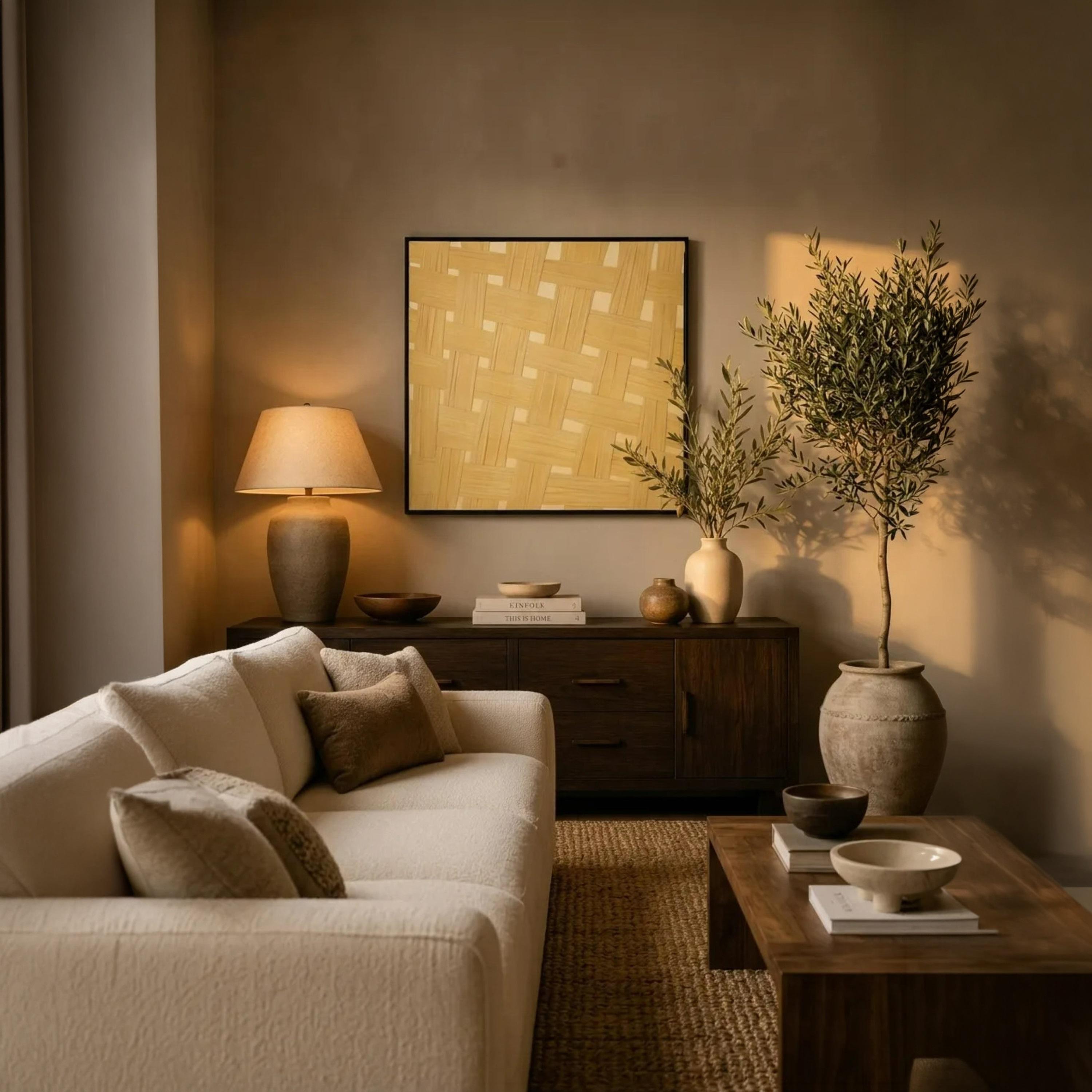 لوحة حائط مؤطرة بنقشة منسوجة باللون البني من ماريا هومز-household-walldecorandmirrors-wallart-image-2