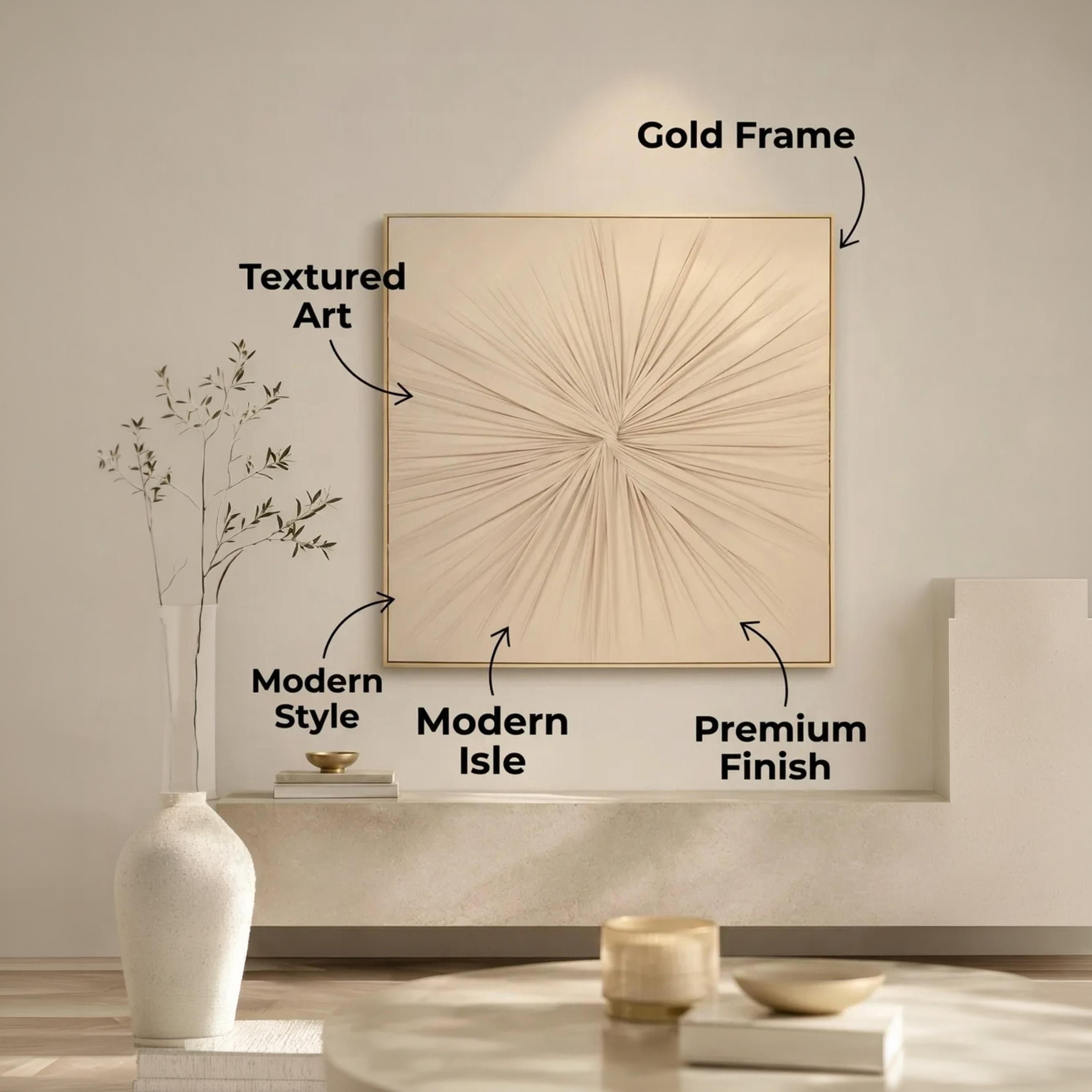 لوحة جدارية بإطار بتصميم أشعة الشمس من قماش الكانفا بلون البيج من ماريا هومز-household-walldecorandmirrors-wallart-image-3
