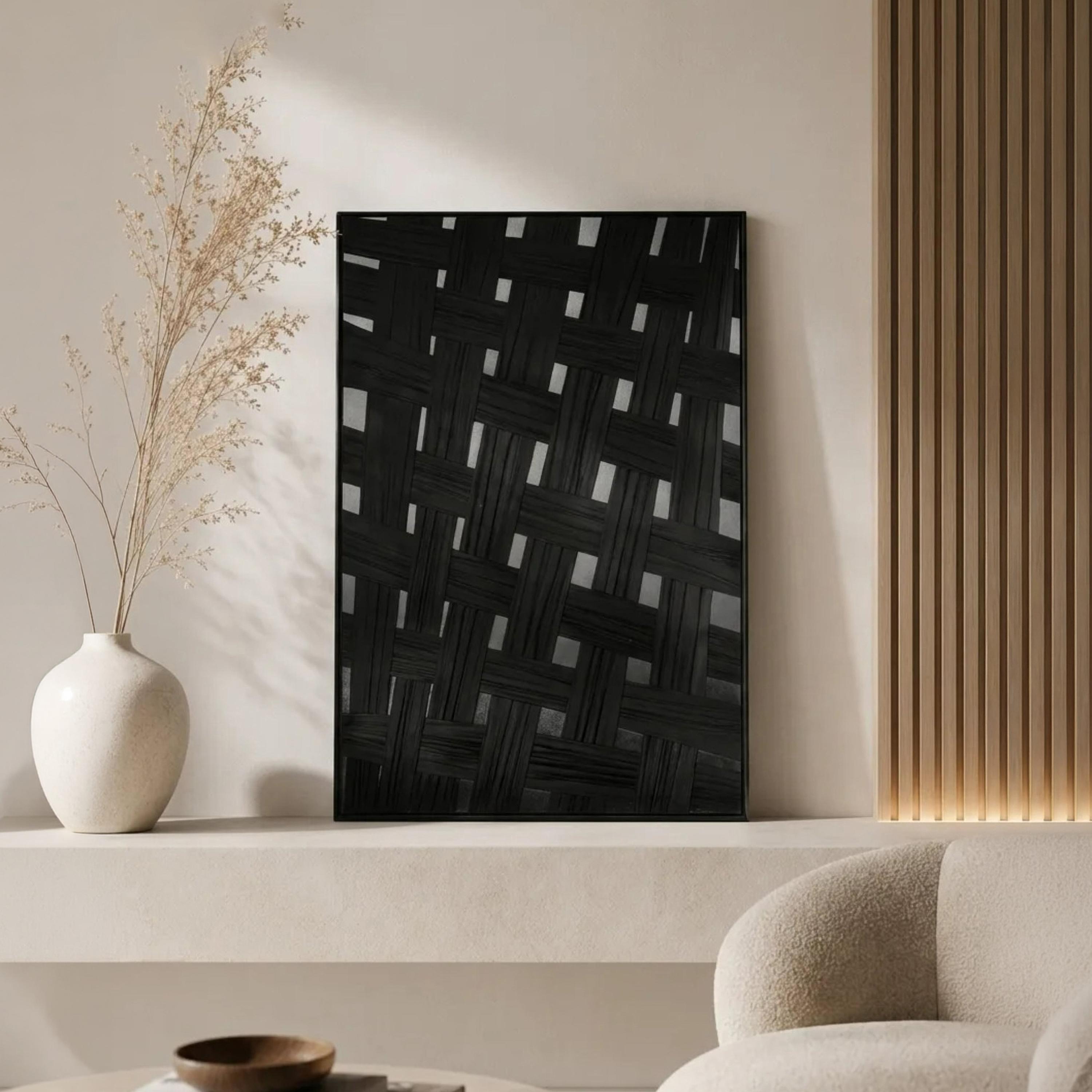 لوحة جدارية بإطار بنقشة منسوجة سوداء من ماريا هومز-household-walldecorandmirrors-wallart-image-1