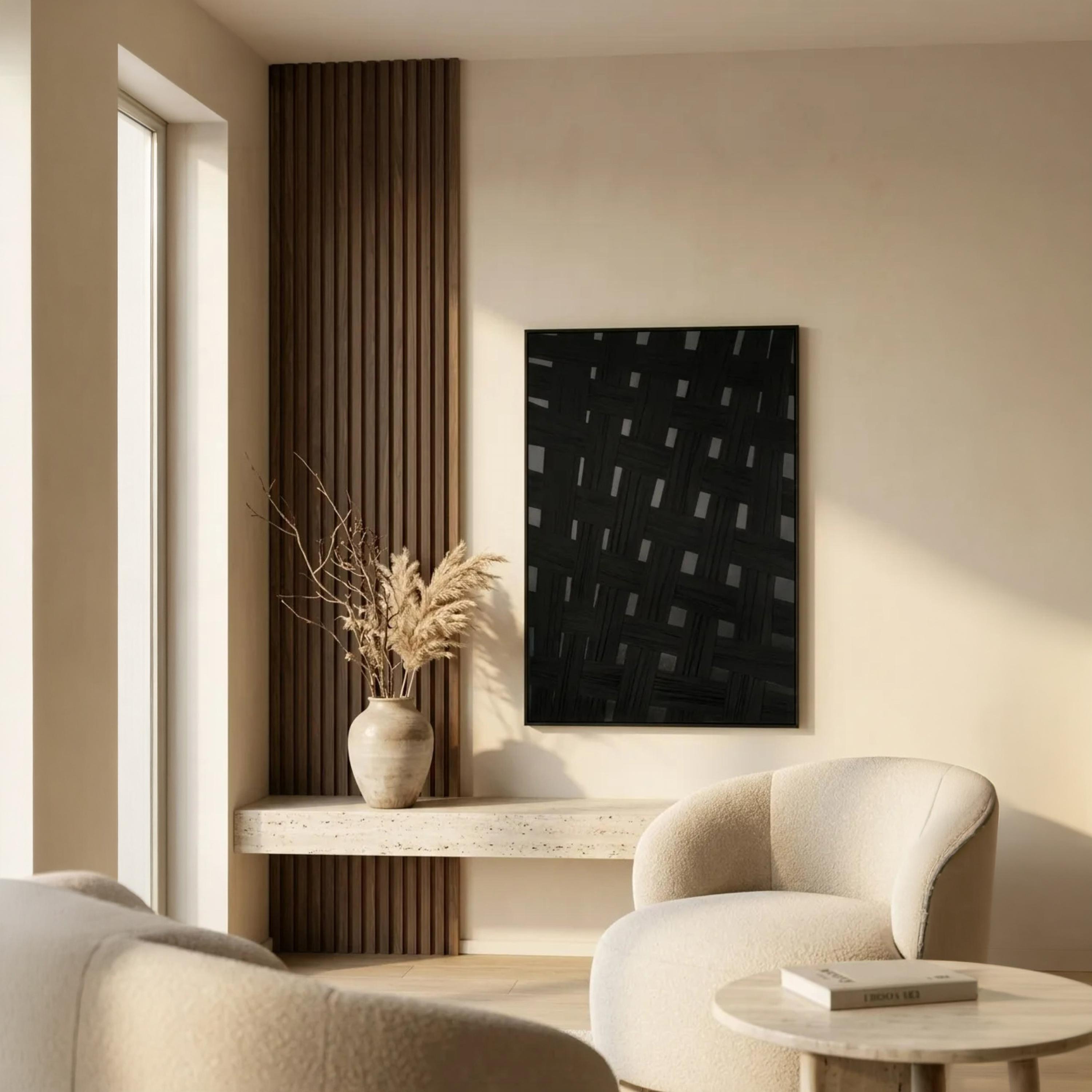 لوحة جدارية بإطار بنقشة منسوجة سوداء من ماريا هومز-household-walldecorandmirrors-wallart-image-2