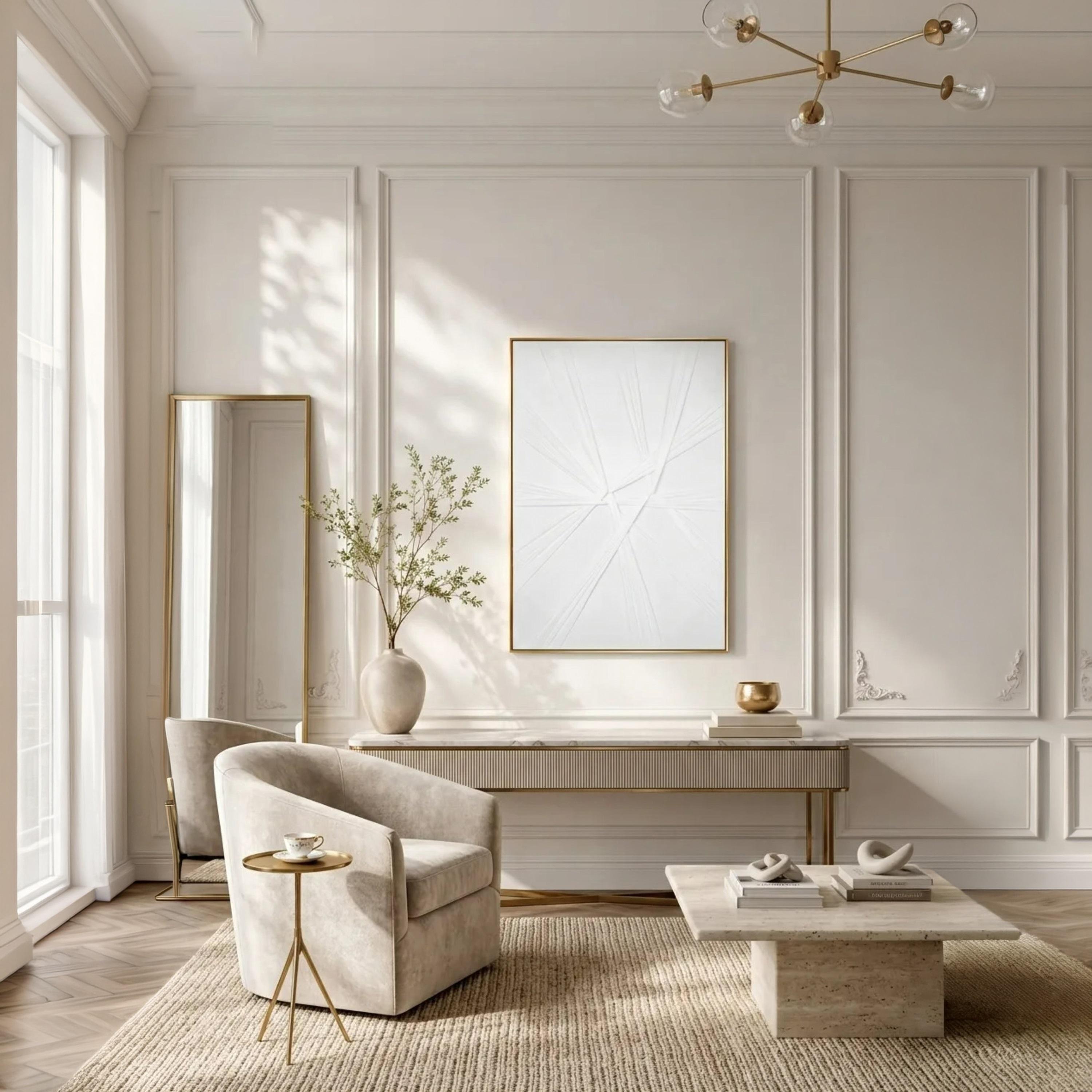 لوحة جدارية بإطار بتصميم هندسي أبيض من ماريا هومز-household-walldecorandmirrors-wallart-image-2