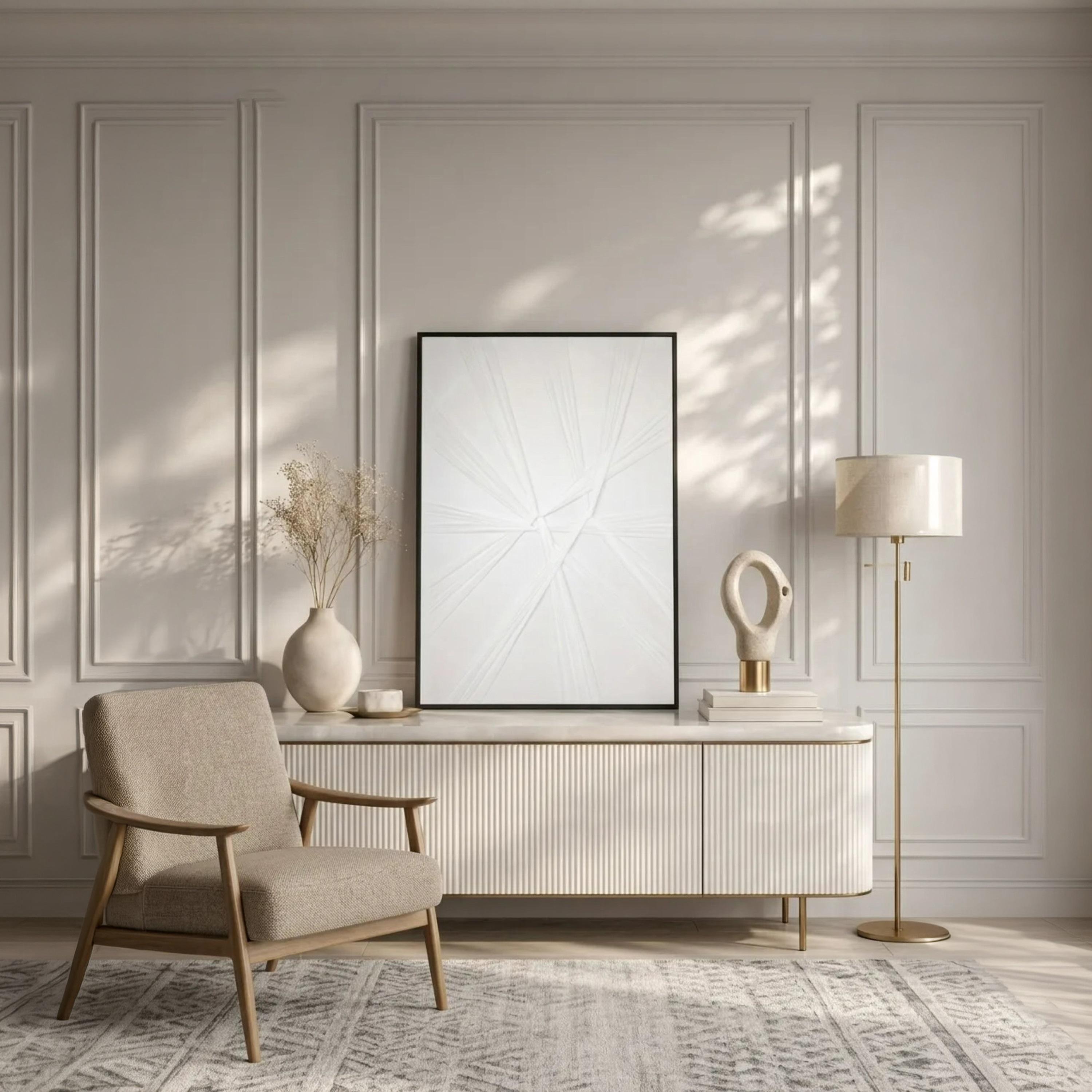لوحة جدارية بإطار بتصميم هندسي أبيض من ماريا هومز-household-walldecorandmirrors-wallart-image-2