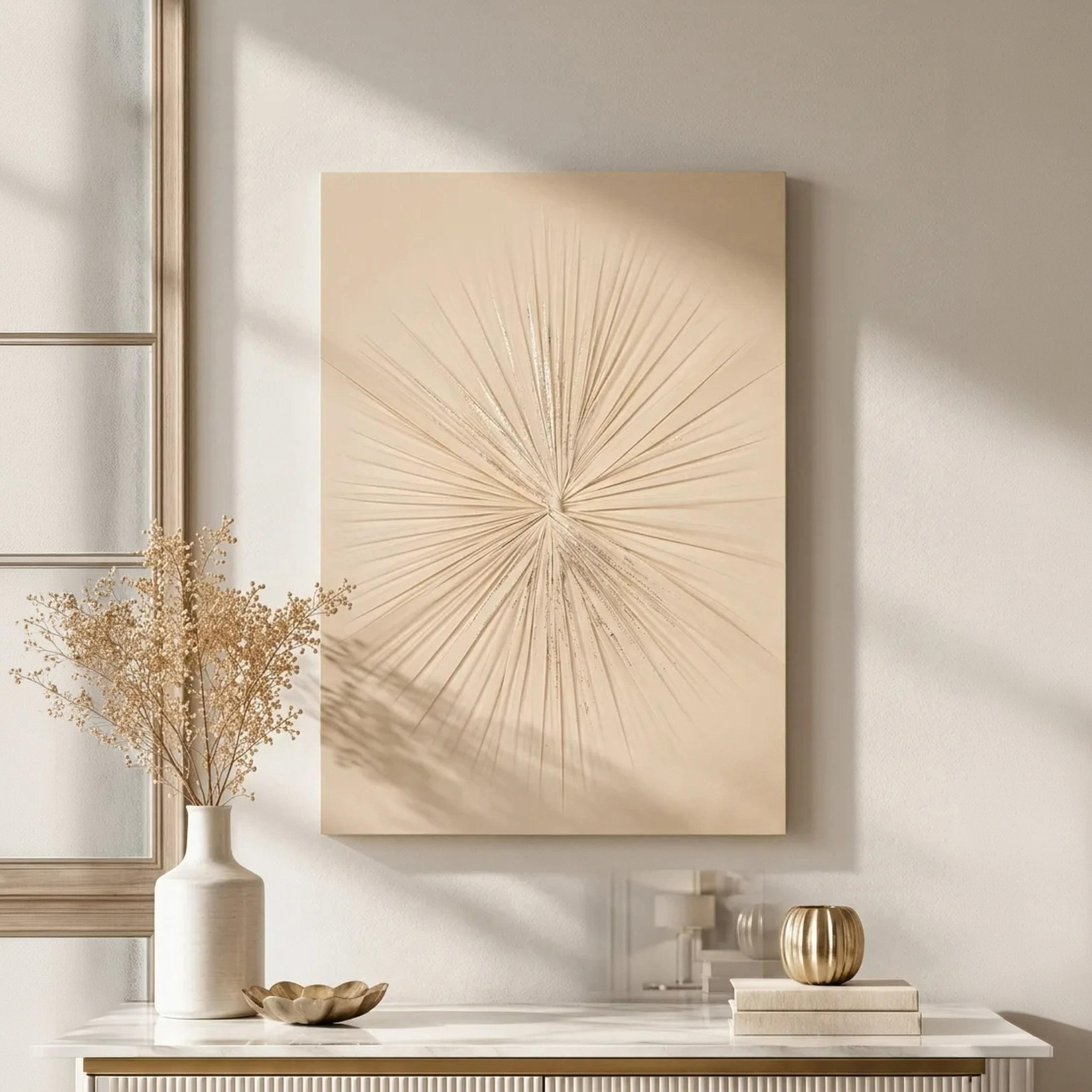 Maria Homes Beige Sunburst Framed Wall Art-household-walldecorandmirrors-wallart-image-1