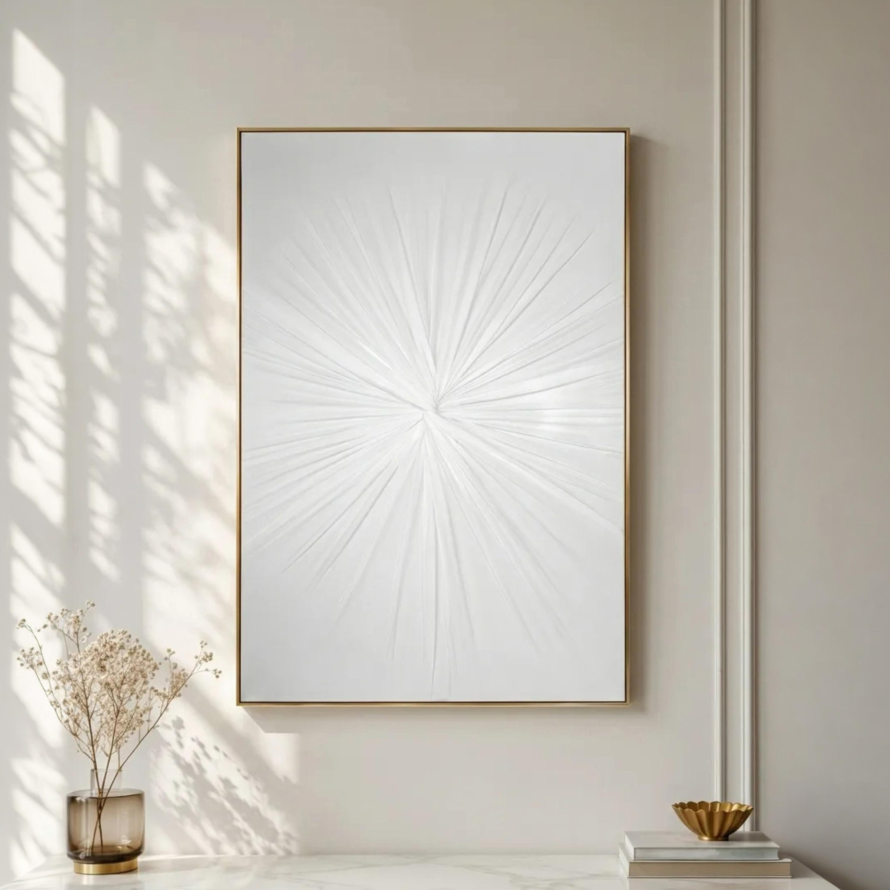 Maria Homes White Canvas Sunburst Framed Wall Art-household-walldecorandmirrors-wallart-image-1