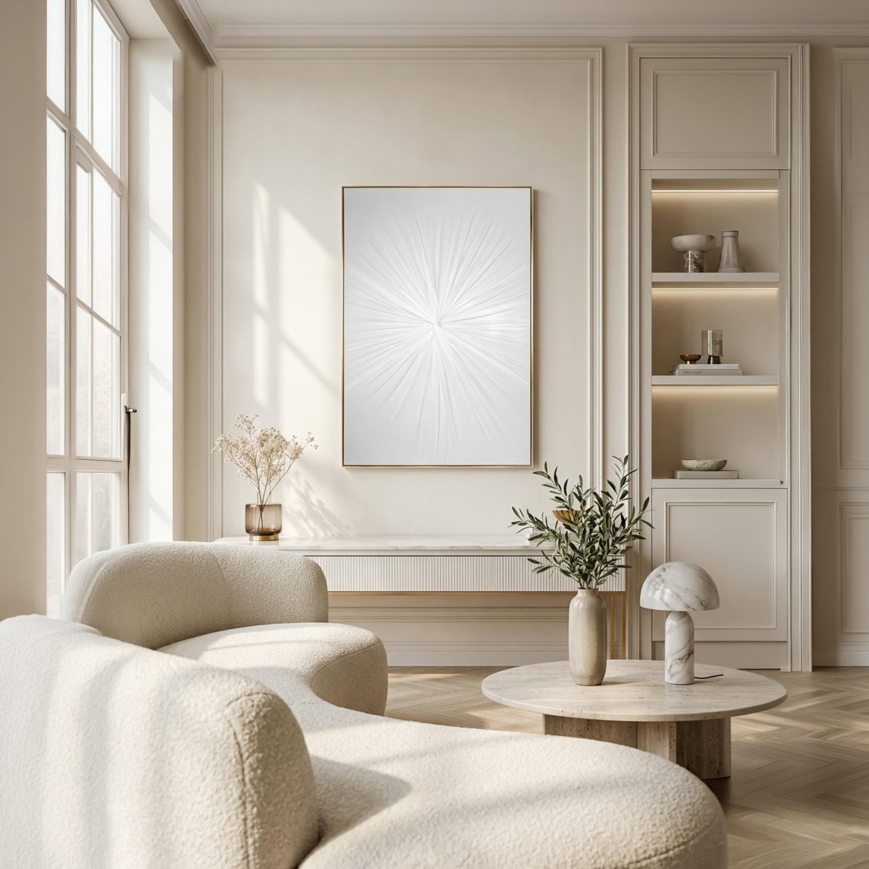 Maria Homes White Canvas Sunburst Framed Wall Art-household-walldecorandmirrors-wallart-image-2