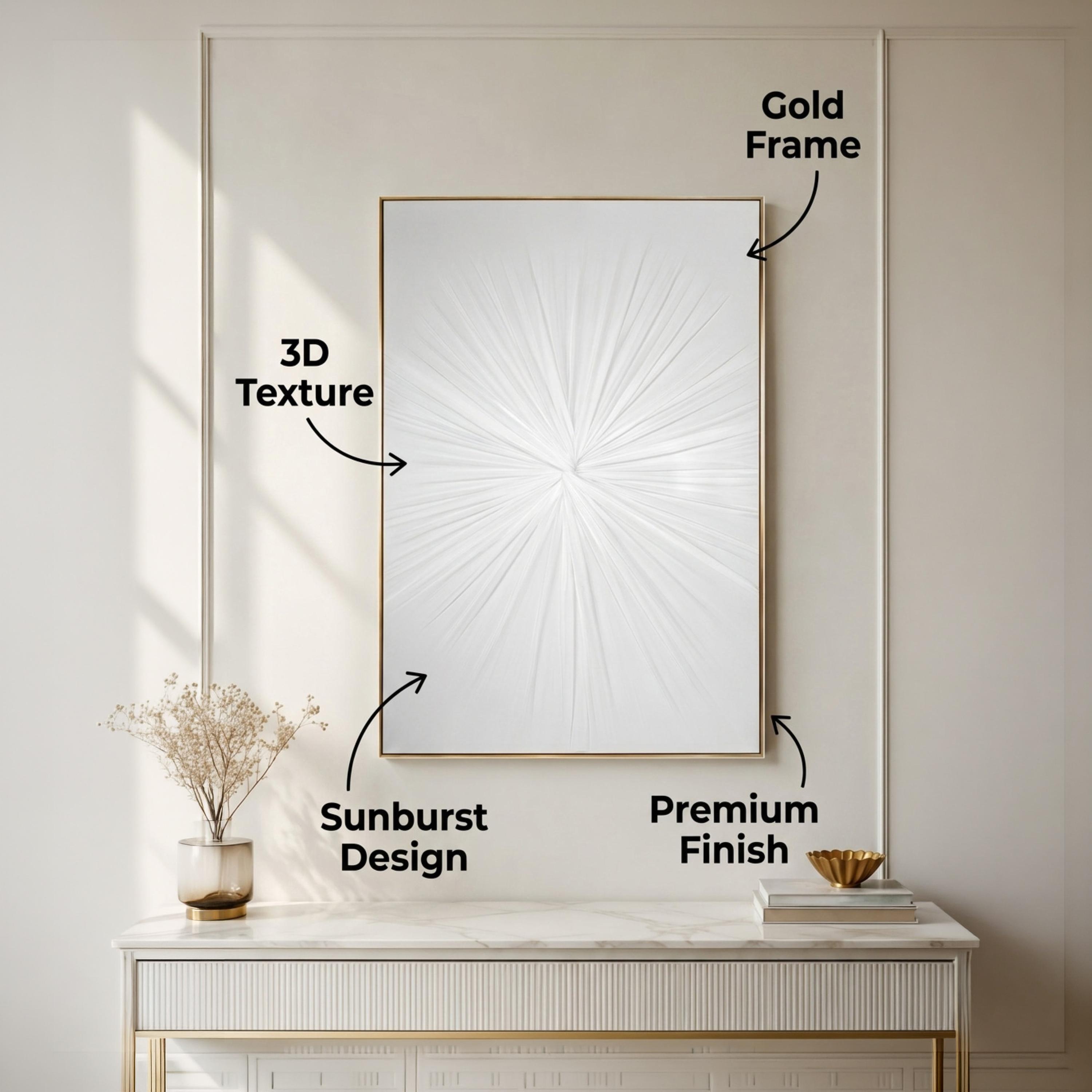 Maria Homes White Canvas Sunburst Framed Wall Art-household-walldecorandmirrors-wallart-image-3