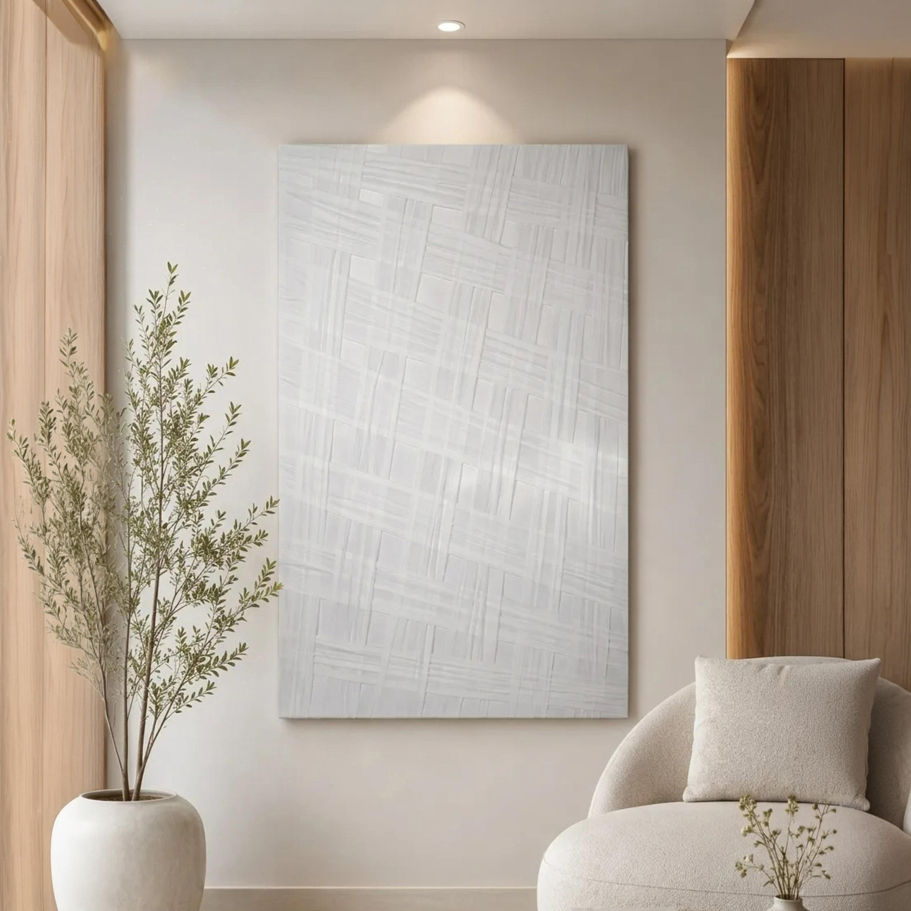 لوحة فنية جدارية بنقشة منسوجة باللون الأبيض من ماريا هومز-household-walldecorandmirrors-wallart-image-1