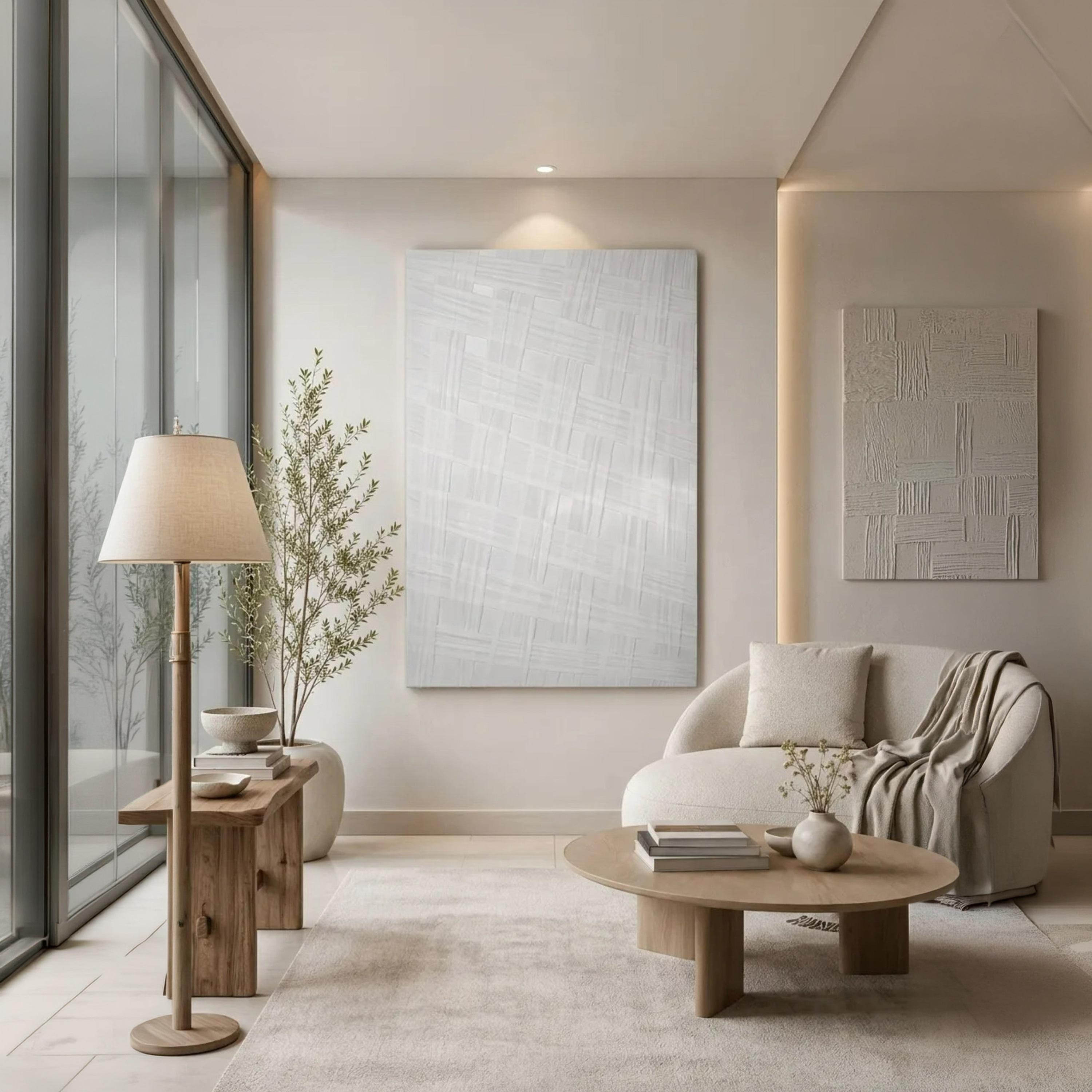 لوحة فنية جدارية بنقشة منسوجة باللون الأبيض من ماريا هومز-household-walldecorandmirrors-wallart-image-2