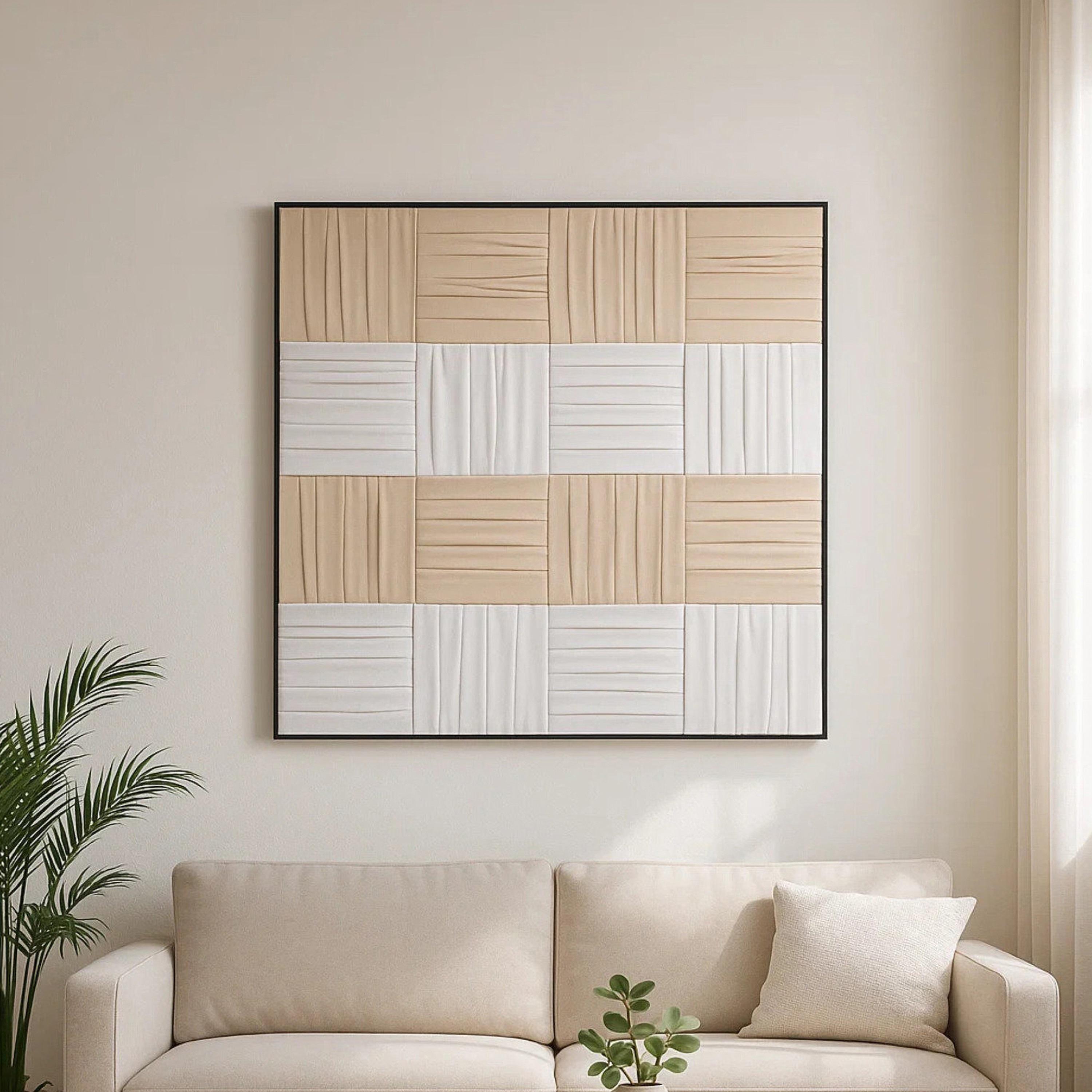 لوحة جدارية مؤطرة بطبعة تجريدية من قماش الكانفاس بلون البيج من ماريا هومز-household-walldecorandmirrors-wallart-image-1
