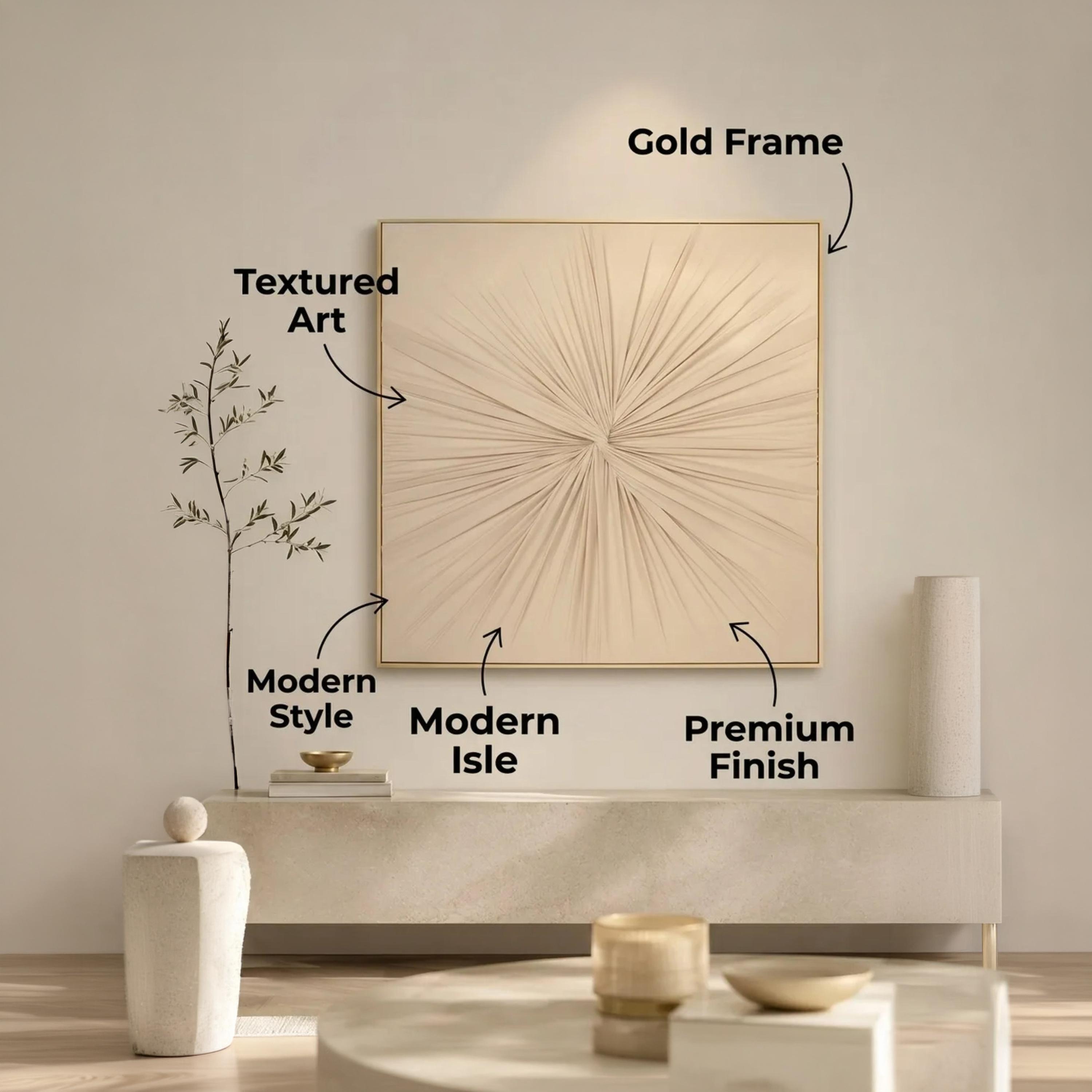 لوحة جدارية بإطار بتصميم أشعة الشمس من قماش الكانفا بلون البيج من ماريا هومز-household-walldecorandmirrors-wallart-image-3