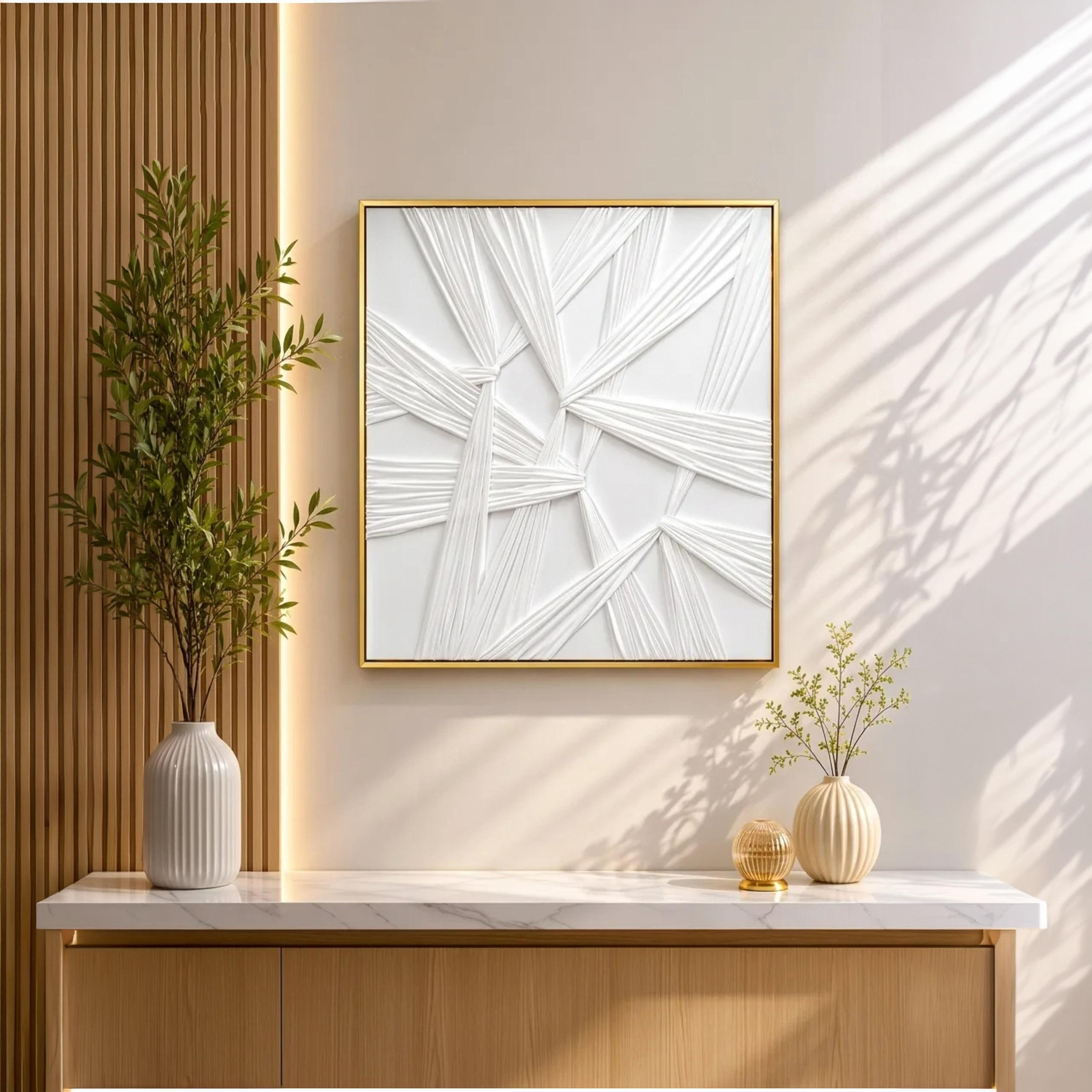 لوحة حائط بإطار بتصميم هندسي من قماش كانفاس أبيض من ماريا هومز-household-walldecorandmirrors-wallart-image-2