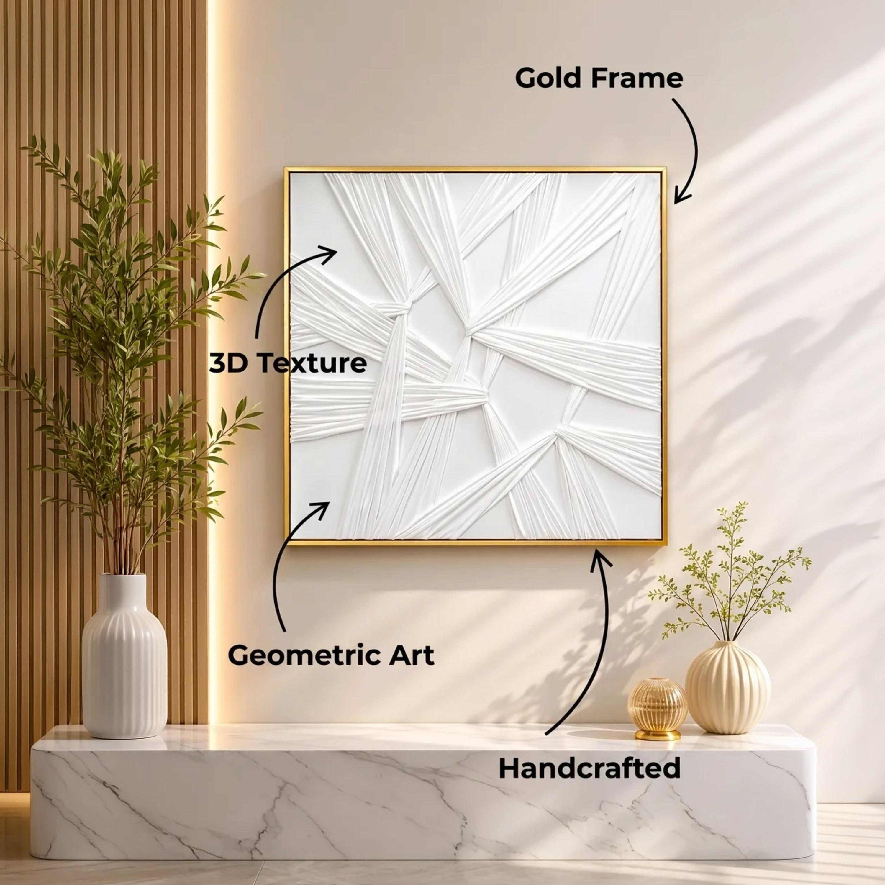 لوحة حائط بإطار بتصميم هندسي من قماش كانفاس أبيض من ماريا هومز-household-walldecorandmirrors-wallart-image-3