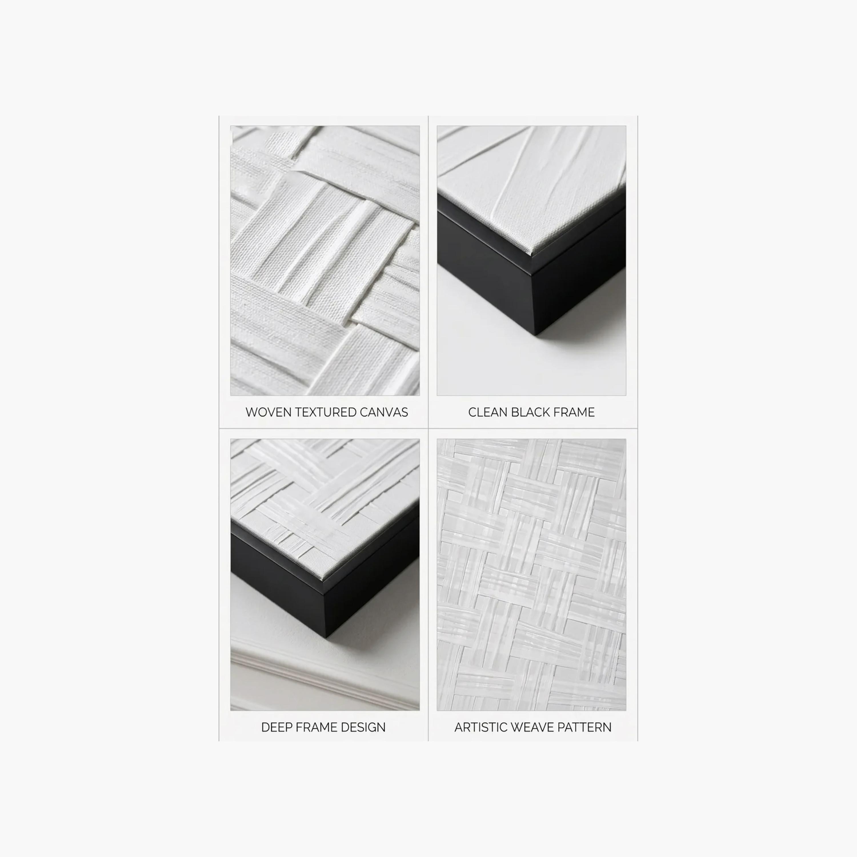 Maria Homes White Canvas Woven Pattern Framed Wall Art-household-walldecorandmirrors-wallart-image-3