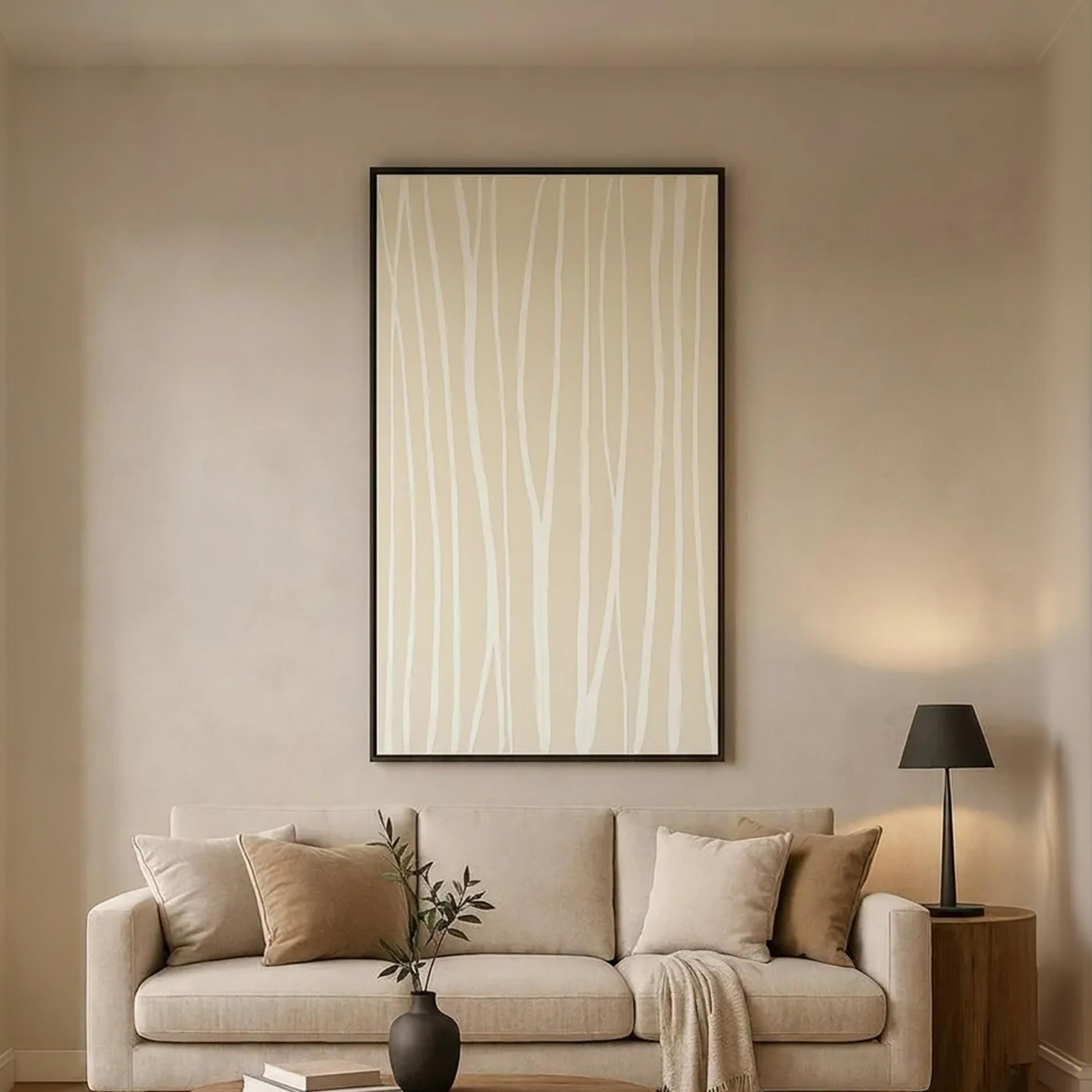 لوحة جدارية مؤطرة بتصميم تجريدي وملمس بارز باللون البيج من ماريا هومز-household-walldecorandmirrors-wallart-image-2