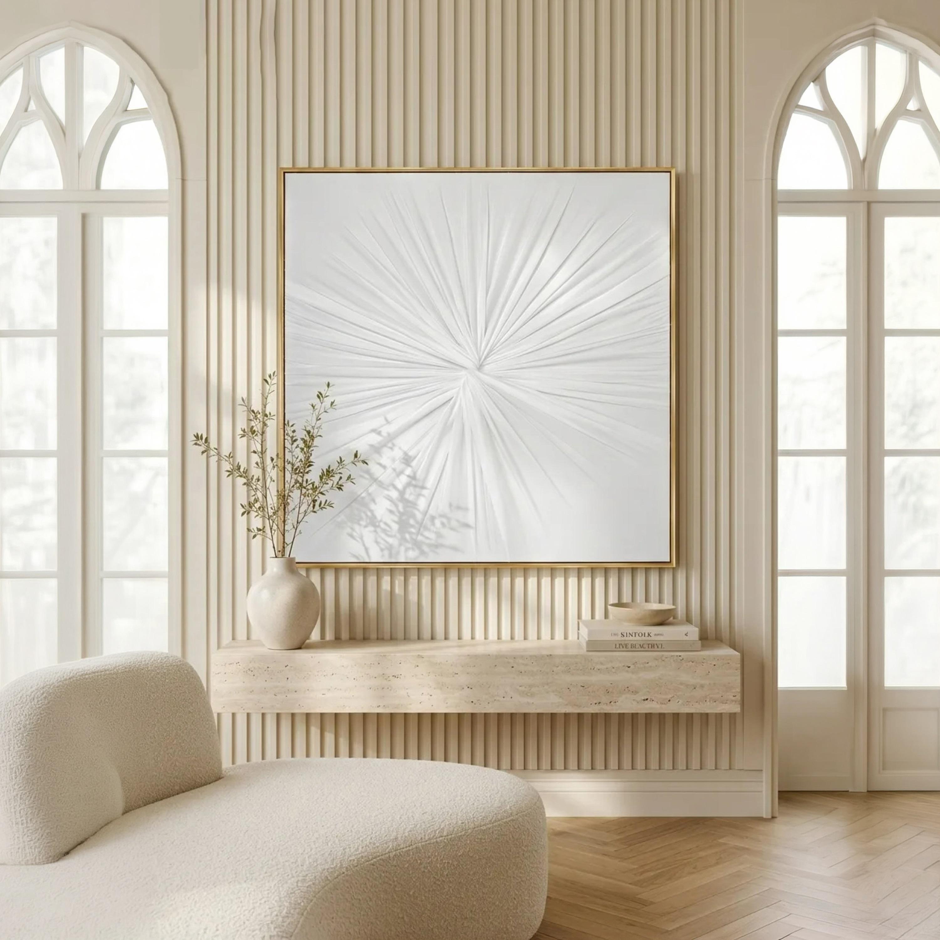 Maria Homes White Canvas Sunburst Framed Wall Art-household-walldecorandmirrors-wallart-image-2