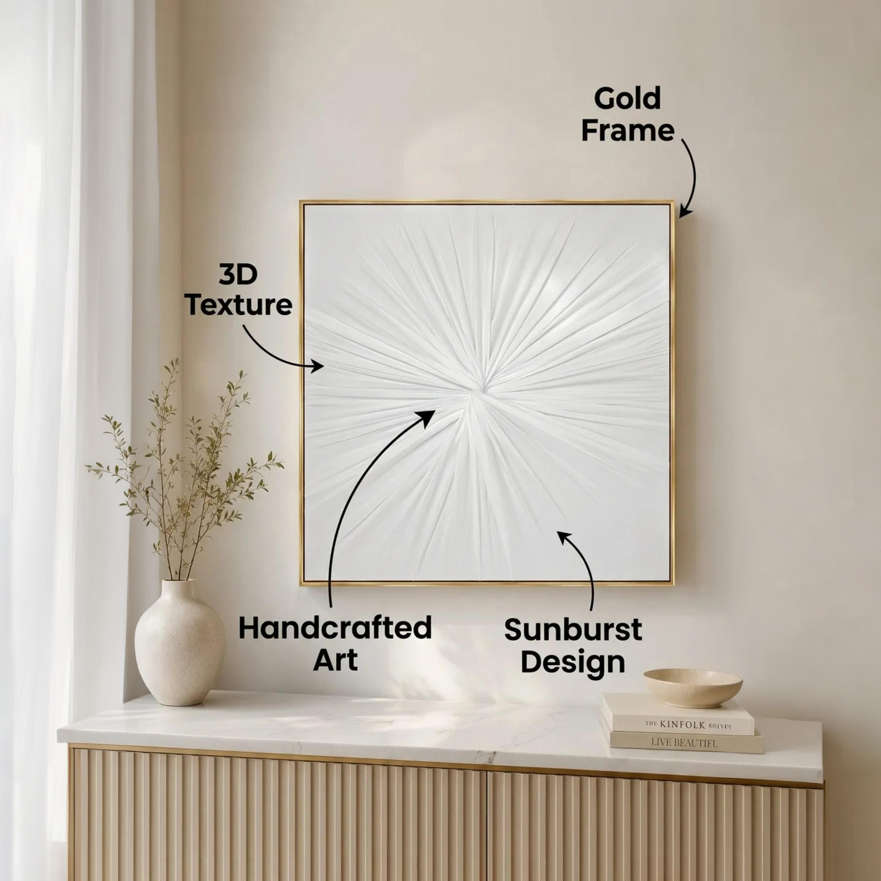 Maria Homes White Canvas Sunburst Framed Wall Art-household-walldecorandmirrors-wallart-image-3