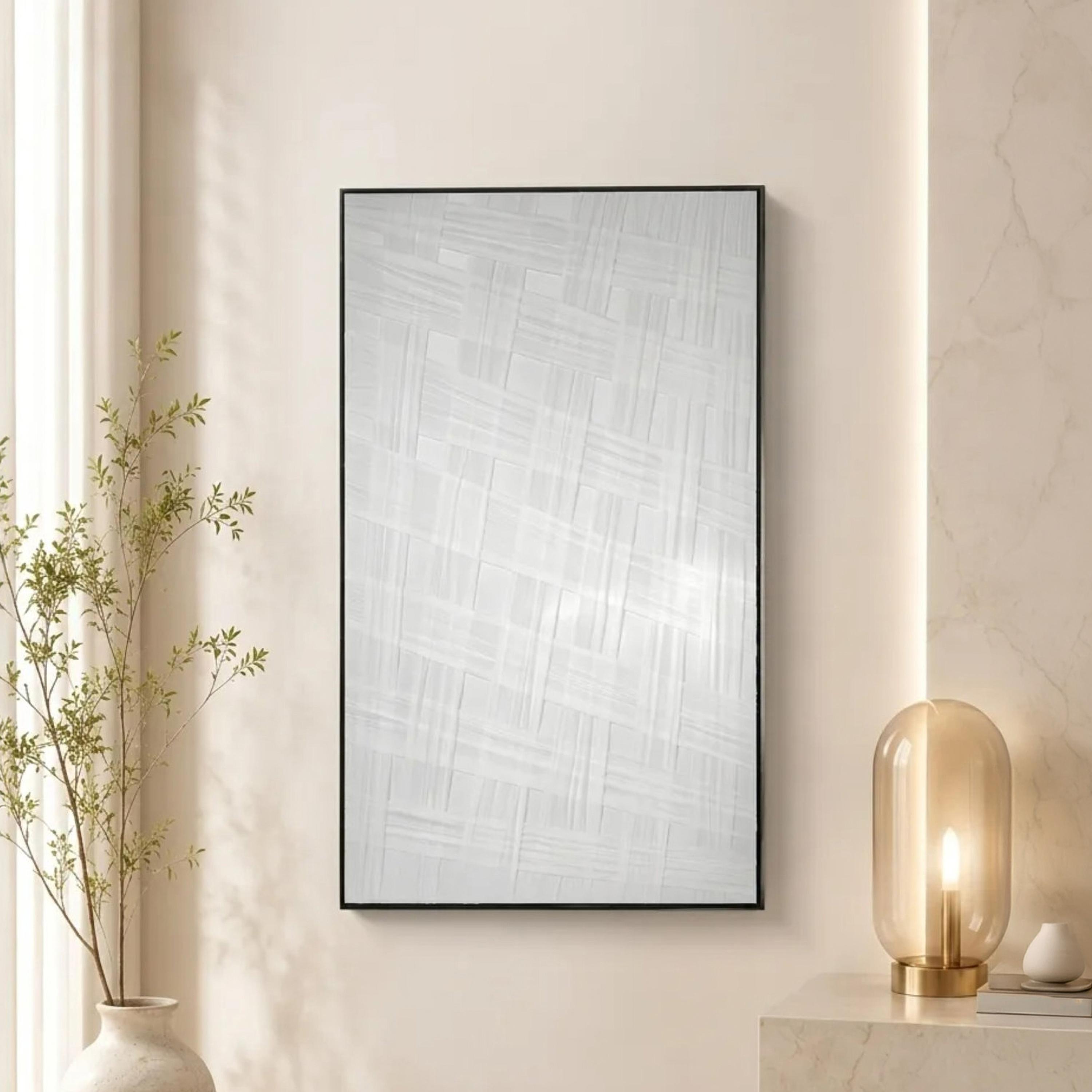 لوحة جدارية مؤطرة بقماش كانفاس أبيض بنقشة منسوجة من ماريا هومز-household-walldecorandmirrors-wallart-image-1