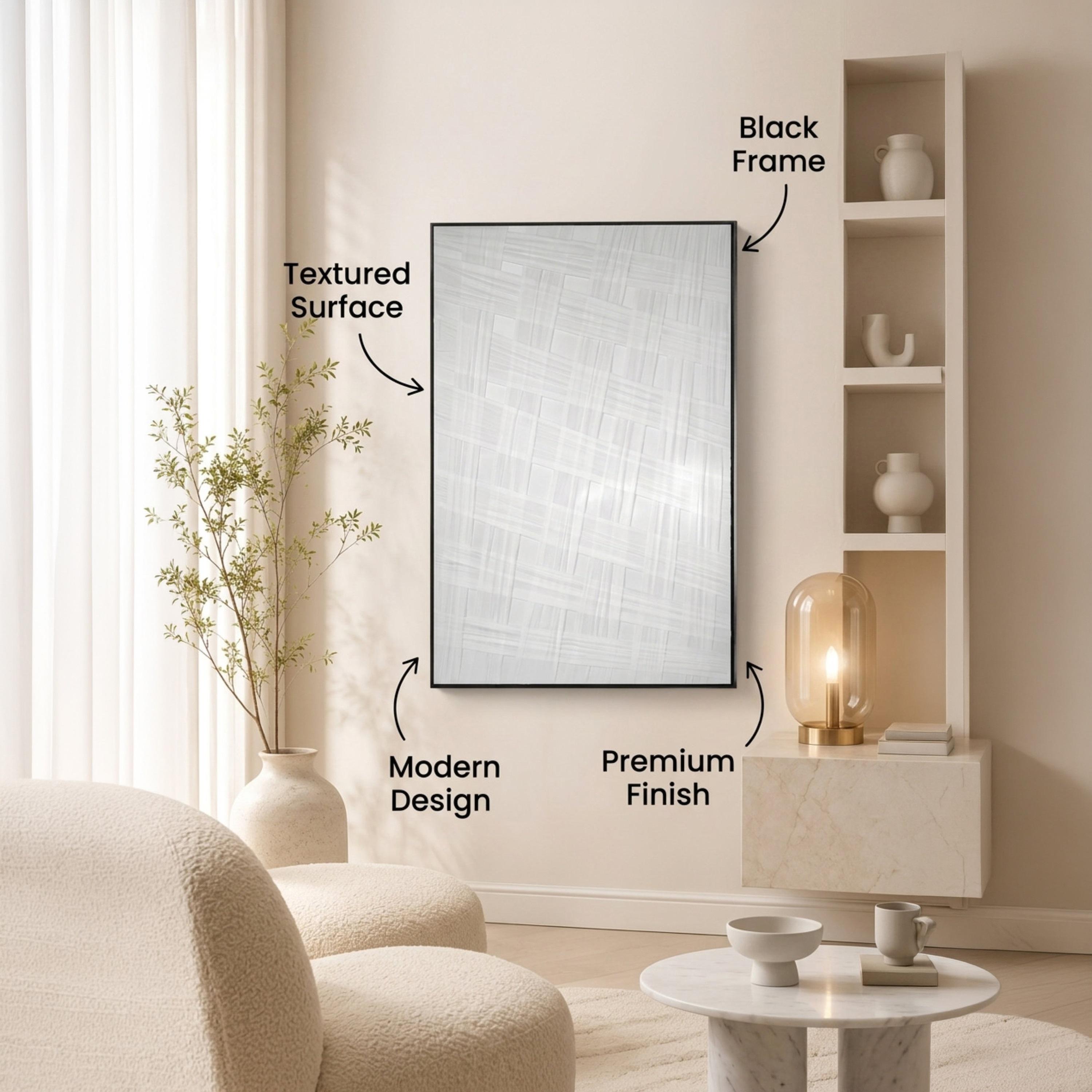 لوحة جدارية مؤطرة بقماش كانفاس أبيض بنقشة منسوجة من ماريا هومز-household-walldecorandmirrors-wallart-image-3