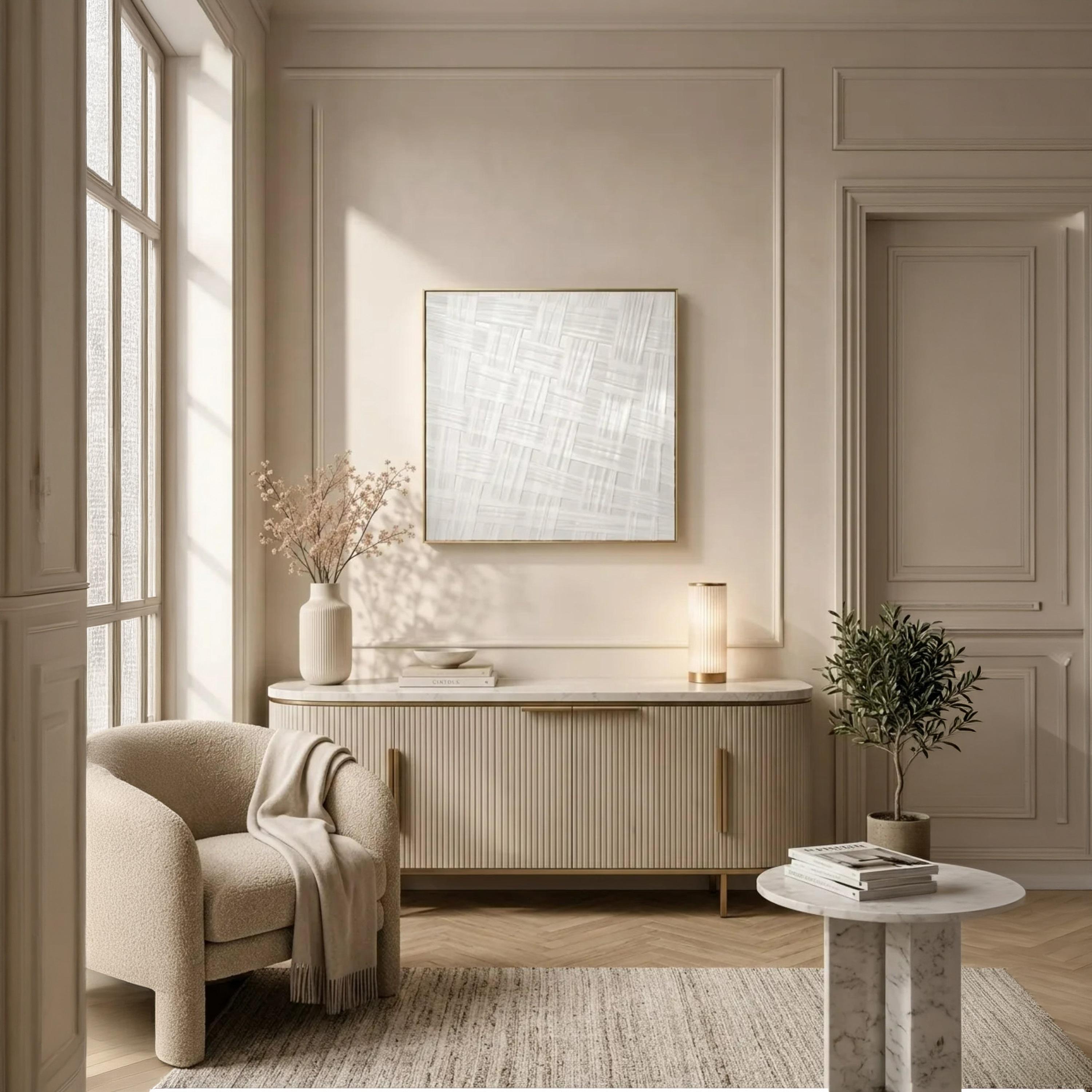 لوحة جدارية مؤطرة بنقشة نسيج السلة من قماش الكانفس الأبيض من ماريا هومز-household-walldecorandmirrors-wallart-image-2