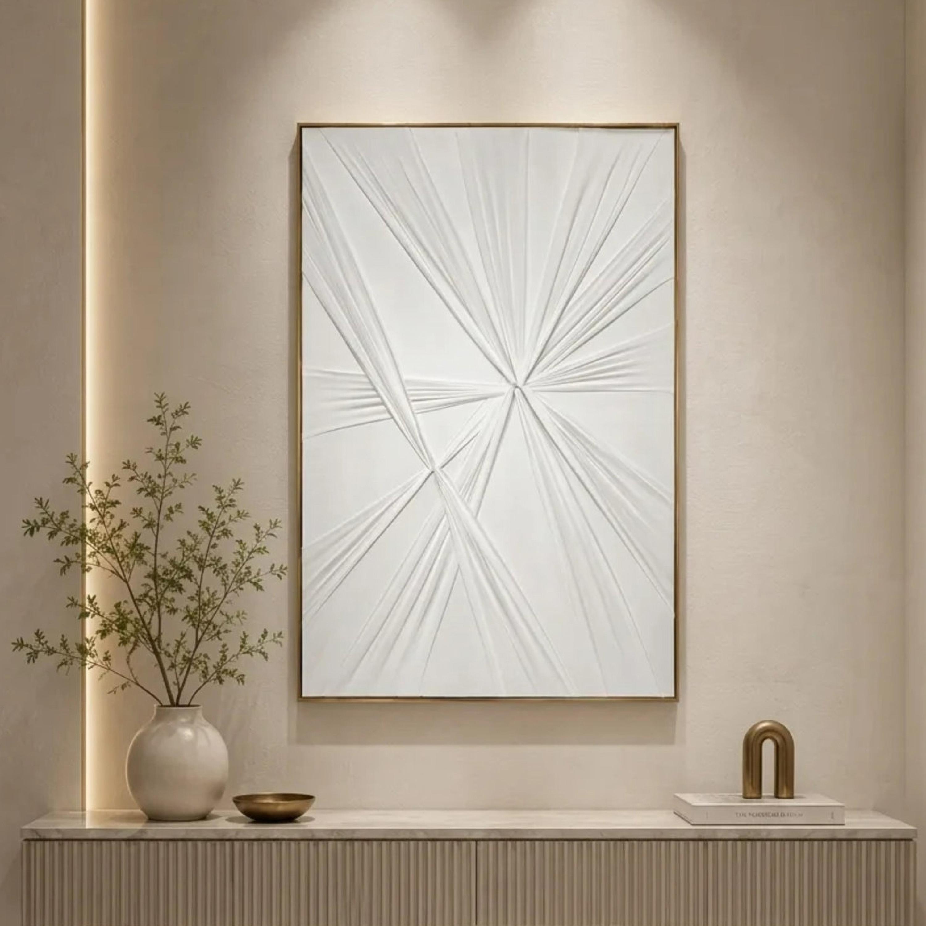 لوحة حائط بإطار بتصميم هندسي من قماش كانفاس أبيض من ماريا هومز-household-walldecorandmirrors-wallart-image-1