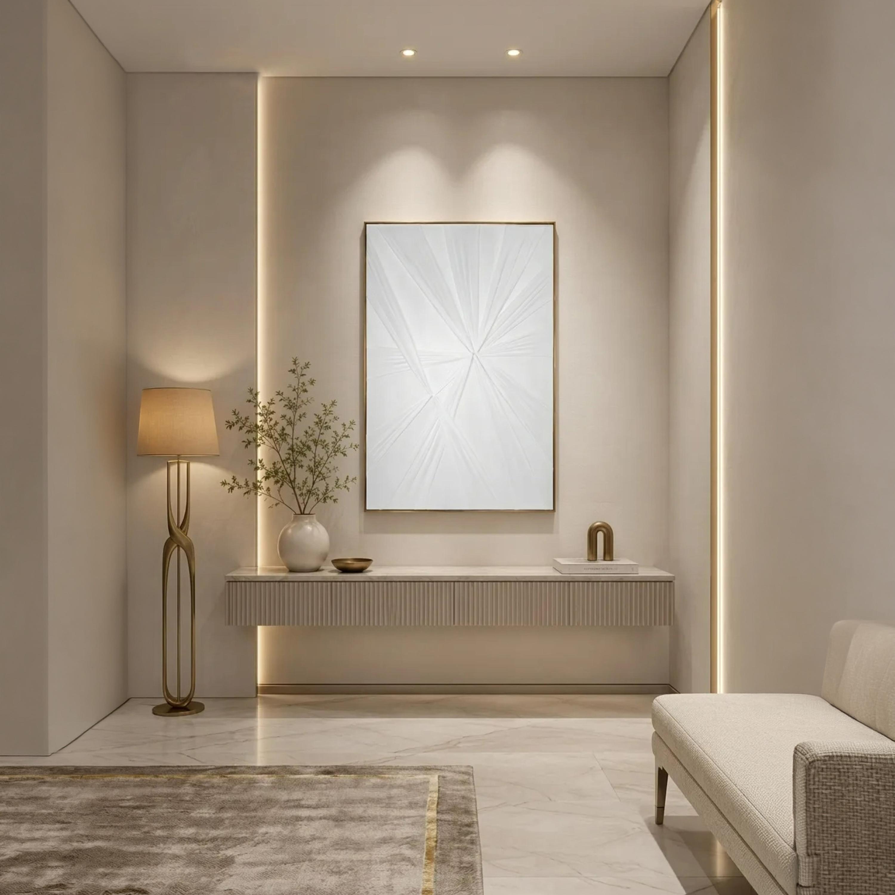 لوحة حائط بإطار بتصميم هندسي من قماش كانفاس أبيض من ماريا هومز-household-walldecorandmirrors-wallart-image-2