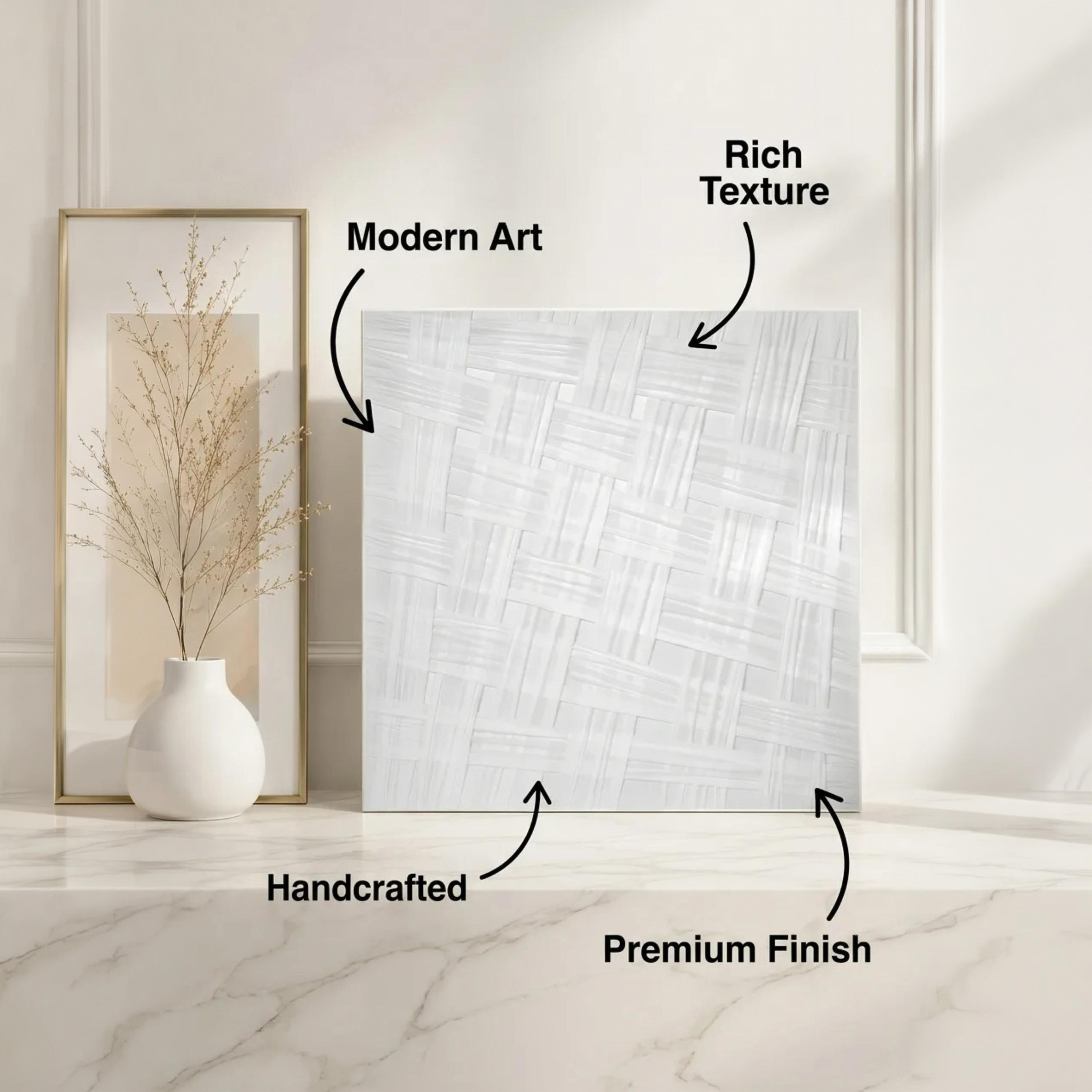Maria Homes White Canvas Basket Weave Wall Art-household-walldecorandmirrors-wallart-image-3