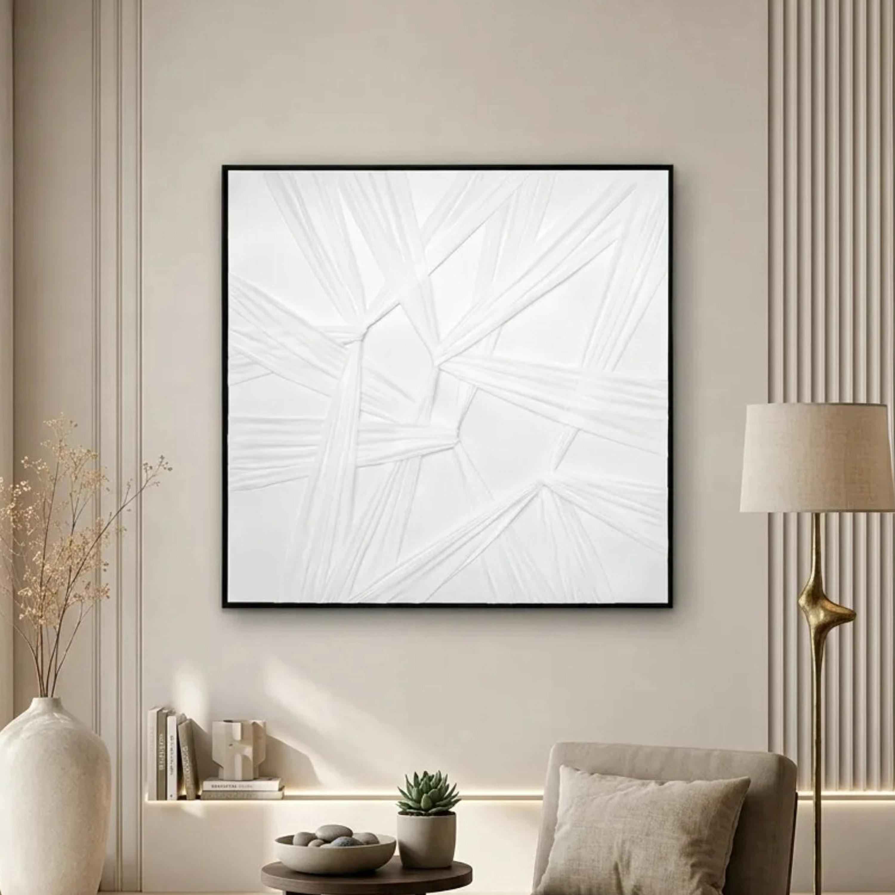 لوحة حائط بإطار بتصميم هندسي من قماش كانفاس أبيض من ماريا هومز-household-walldecorandmirrors-wallart-image-1