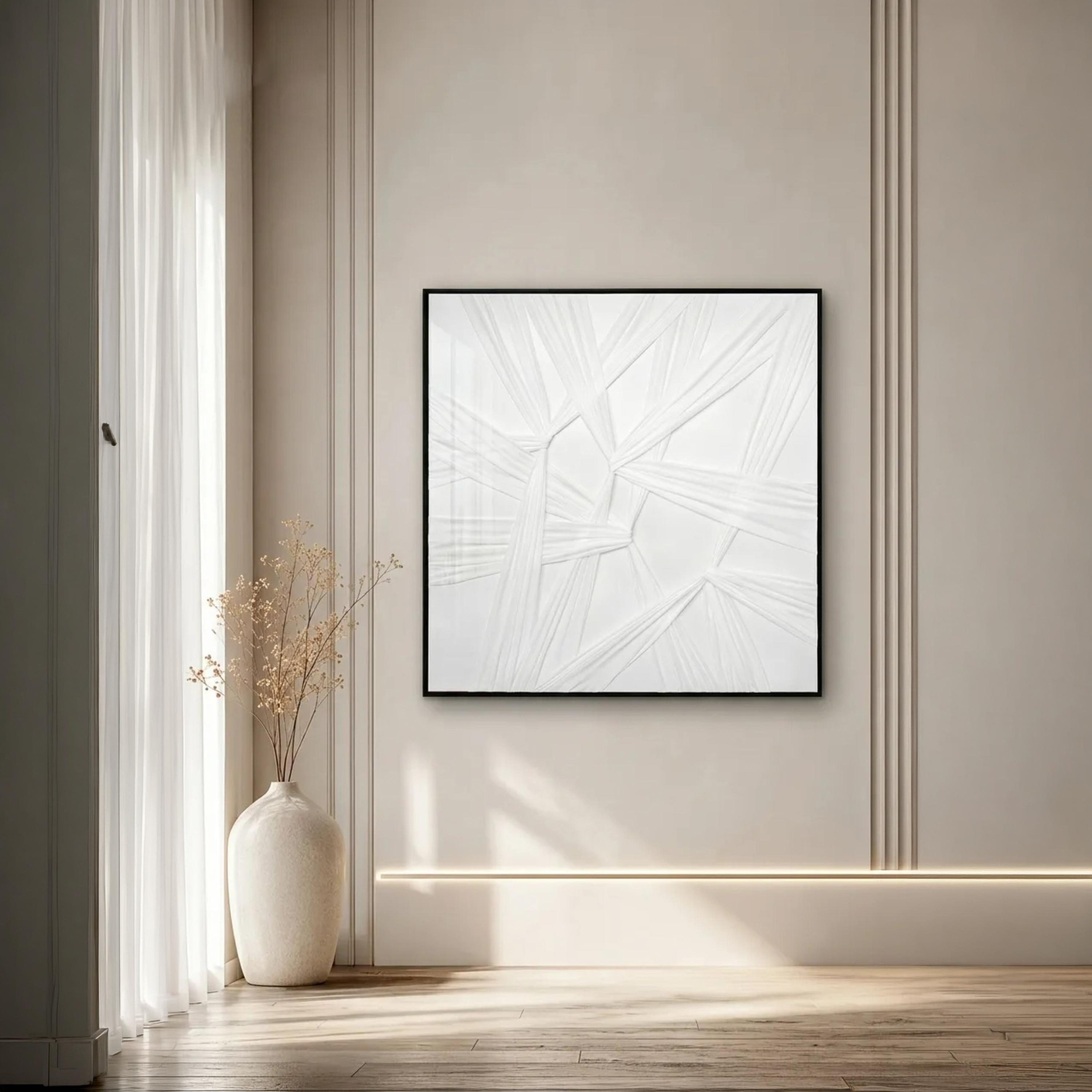لوحة حائط بإطار بتصميم هندسي من قماش كانفاس أبيض من ماريا هومز-household-walldecorandmirrors-wallart-image-2