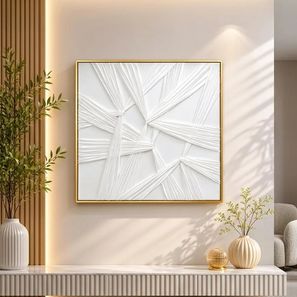 لوحة حائط بإطار بتصميم هندسي من قماش كانفاس أبيض من ماريا هومز-household-walldecorandmirrors-image-1