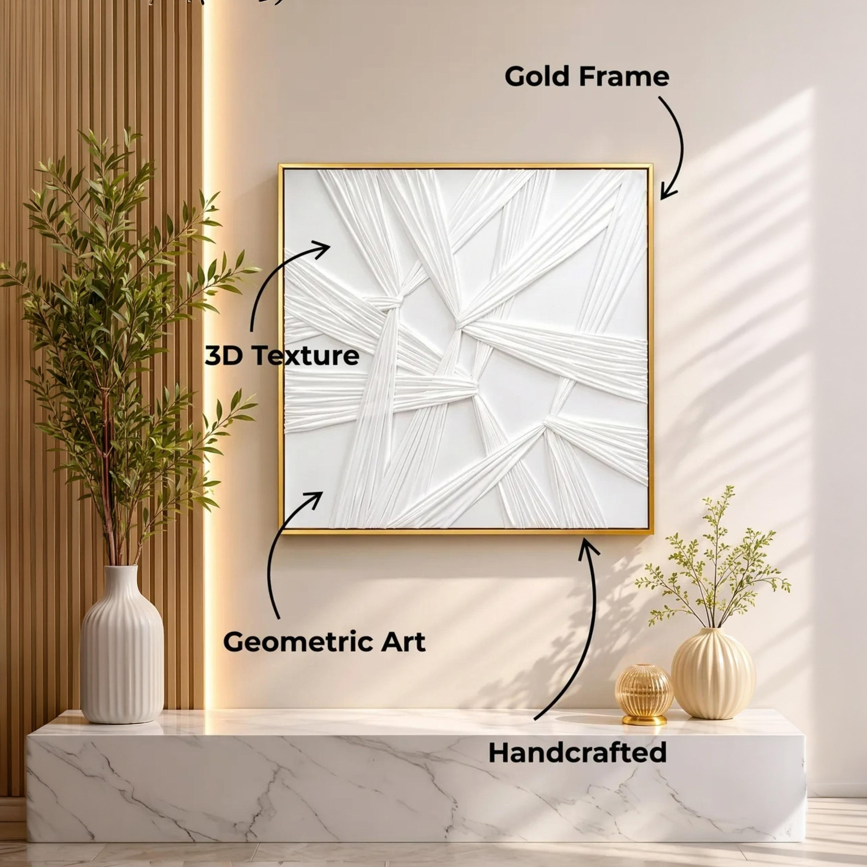 لوحة حائط بإطار بتصميم هندسي من قماش كانفاس أبيض من ماريا هومز-household-walldecorandmirrors-wallart-image-3