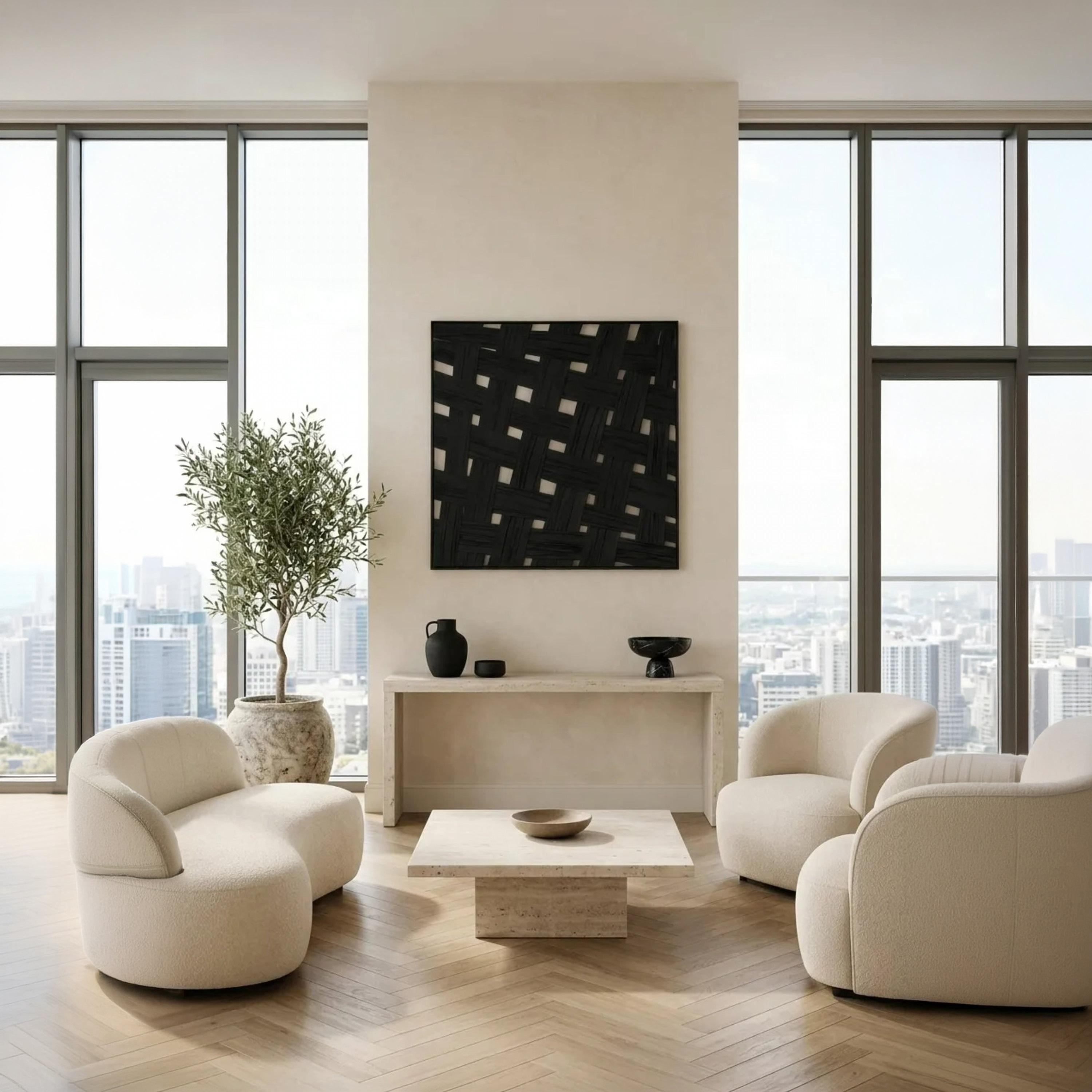 لوحة جدارية بإطار بنقشة منسوجة سوداء من ماريا هومز-household-walldecorandmirrors-wallart-image-2