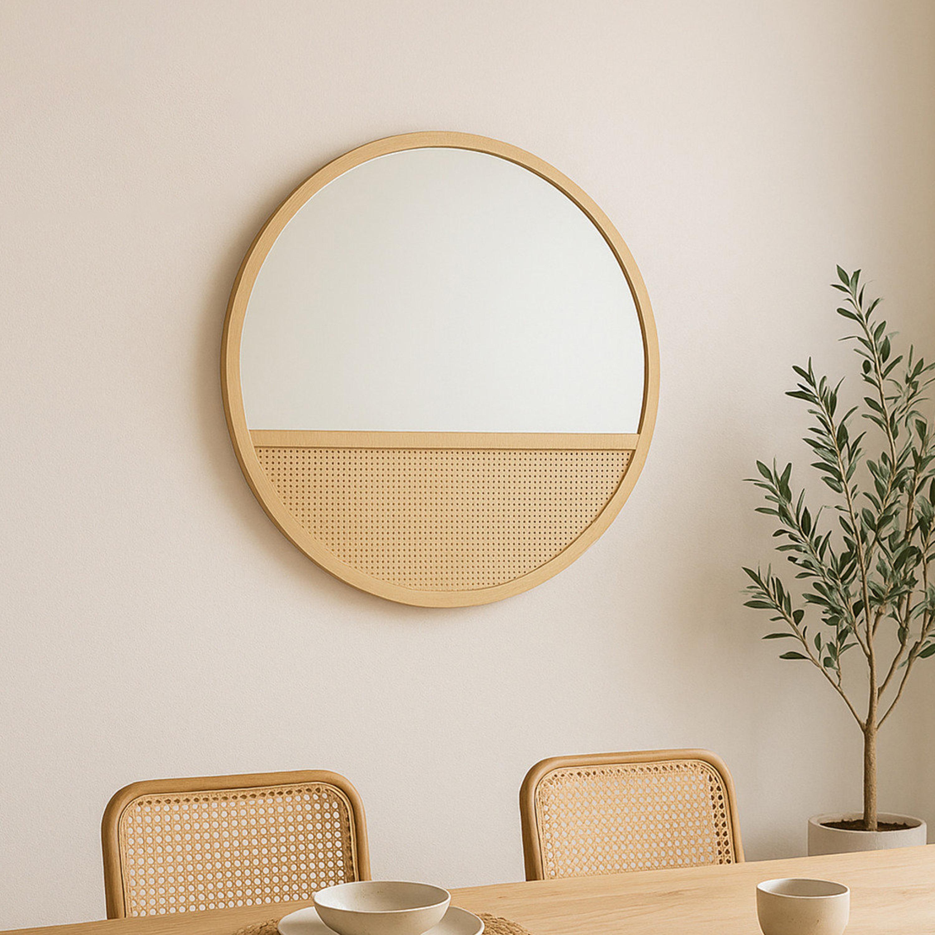 مرآة حائط ديكورية من الزجاج البني والخيزران من ماريا هومز-household-walldecorandmirrors-mirrors-wallmirrors-image-2