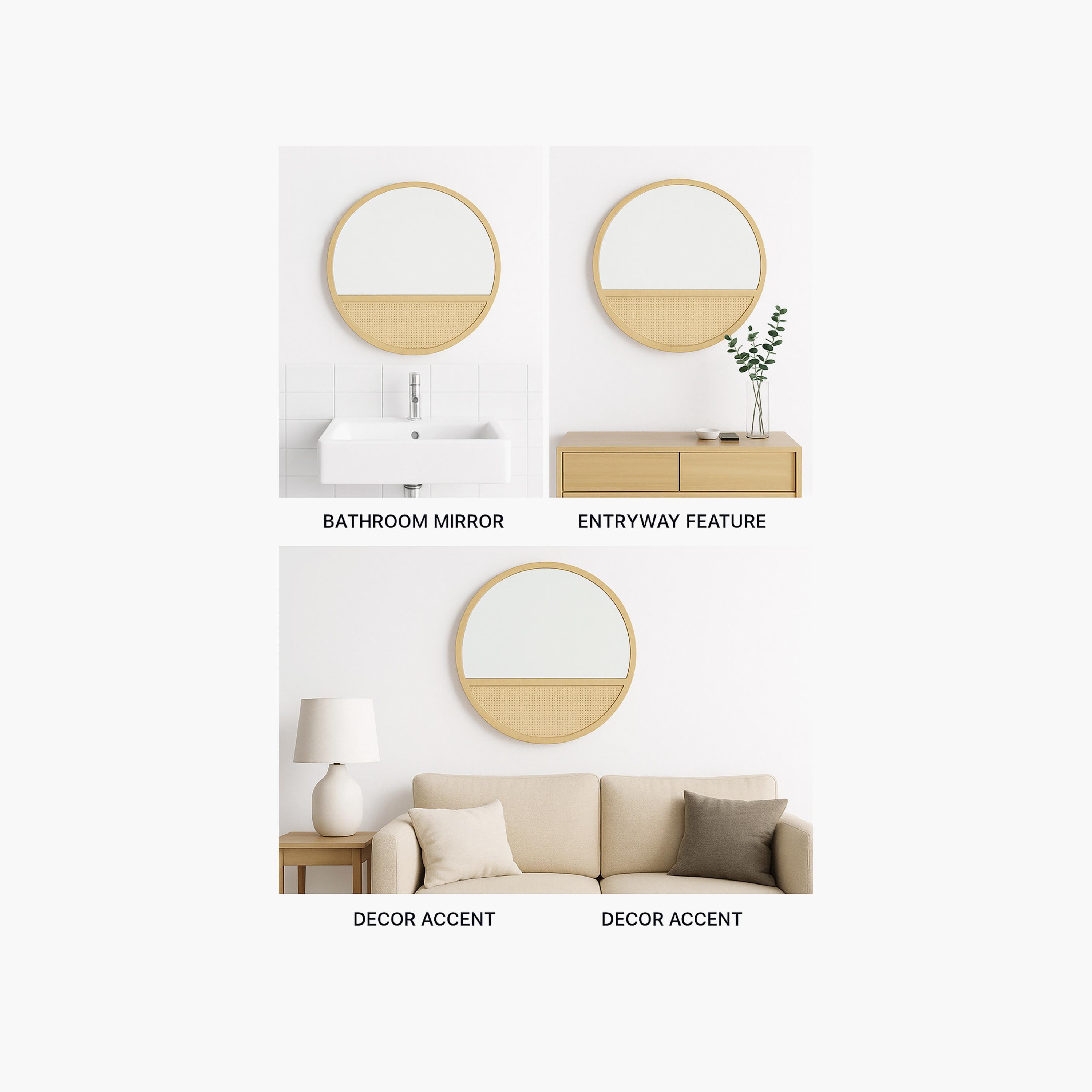 مرآة حائط ديكورية من الزجاج البني والخيزران من ماريا هومز-household-walldecorandmirrors-mirrors-wallmirrors-image-4