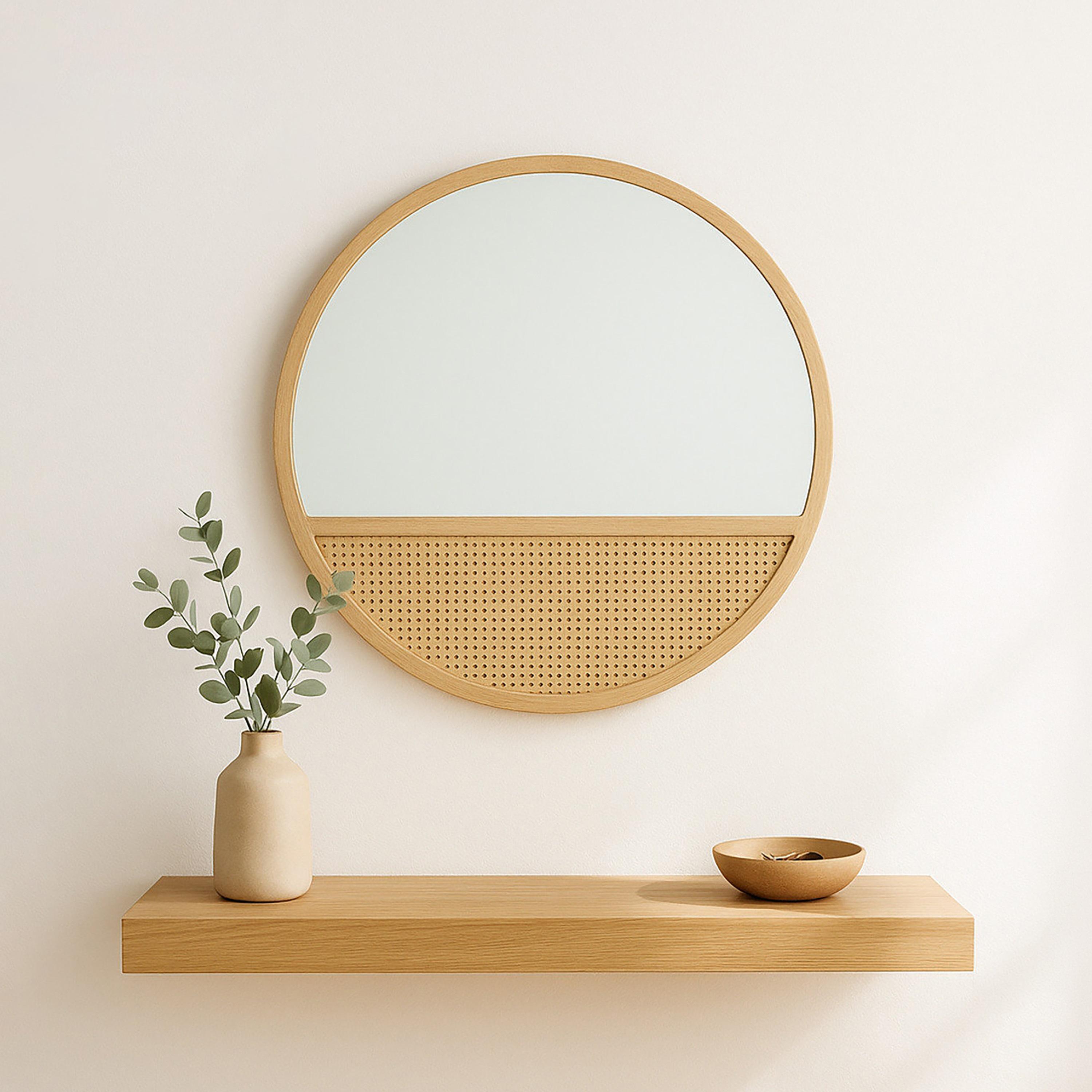 مرآة حائط ديكورية من الزجاج البني والخيزران من ماريا هومز-household-walldecorandmirrors-mirrors-wallmirrors-image-1