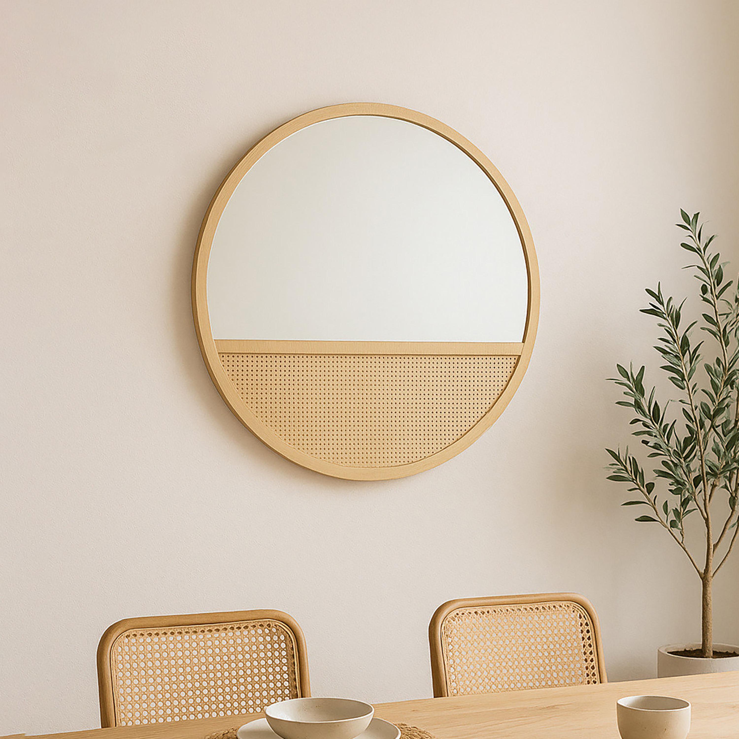 مرآة حائط ديكورية من الزجاج البني والخيزران من ماريا هومز-household-walldecorandmirrors-mirrors-wallmirrors-image-2