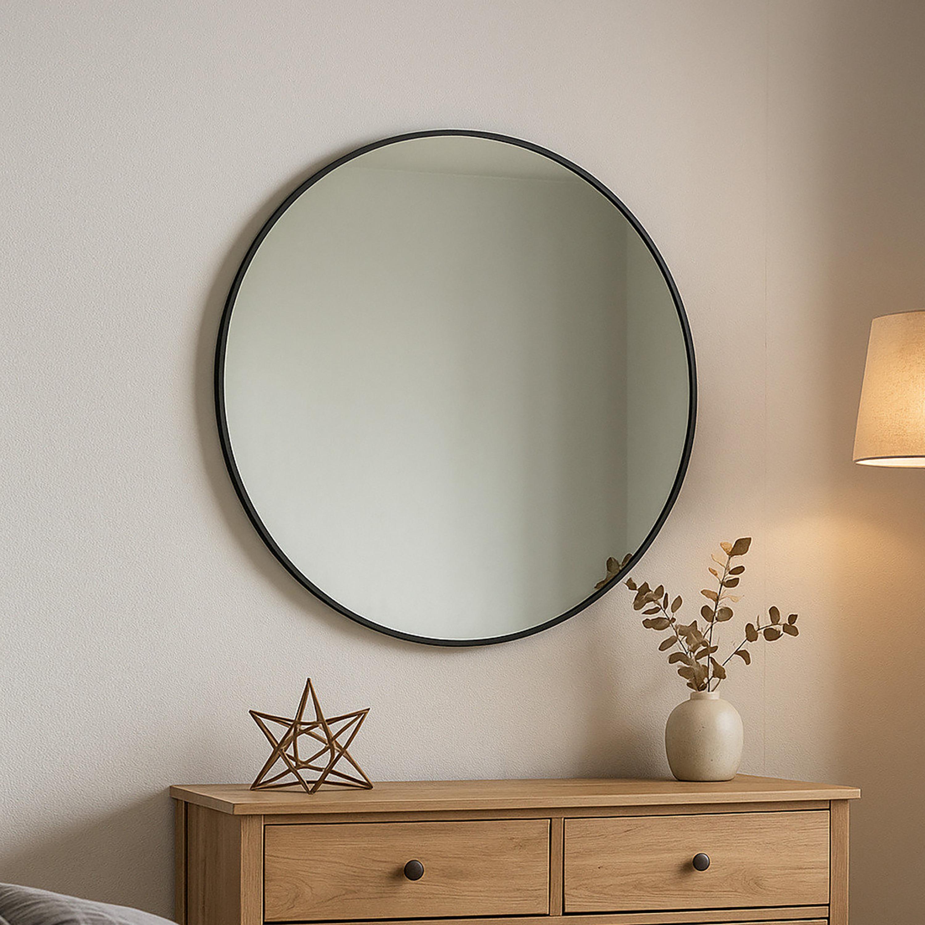 مرآة حائط دائرية زجاجية سوداء من ماريا هومز-household-walldecorandmirrors-mirrors-wallmirrors-image-2
